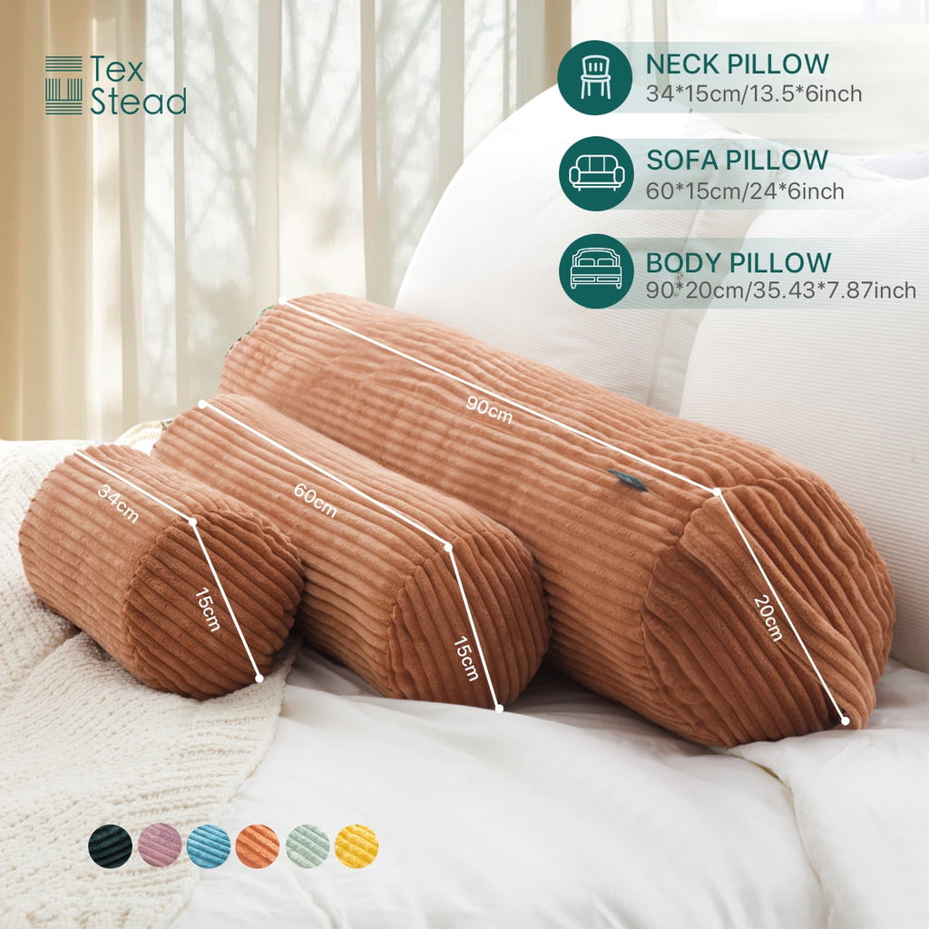 Hotel Collection Multifunctional Long Pillow- uitable for yoga,Lumbar and Neck Support Roll Pillow- Orange（6"x14") - Ergonomic Memory Foam Pillow for Neck Pain Support Detail