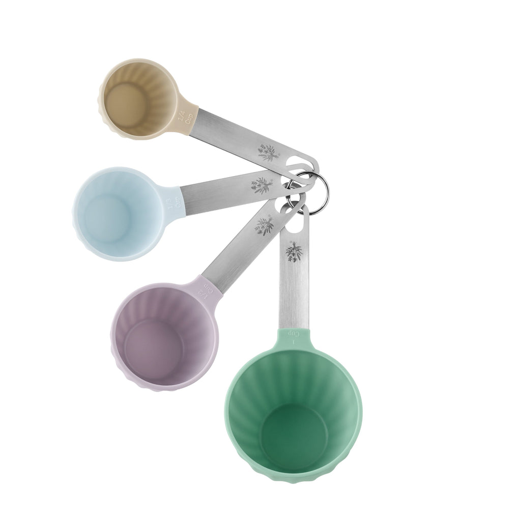 Premium Kitchen 8-Piece Plastic Measuring Cup and Spoon Set, Multicolor - Premium Stainless Steel Garlic Presser & Peeler Detail
