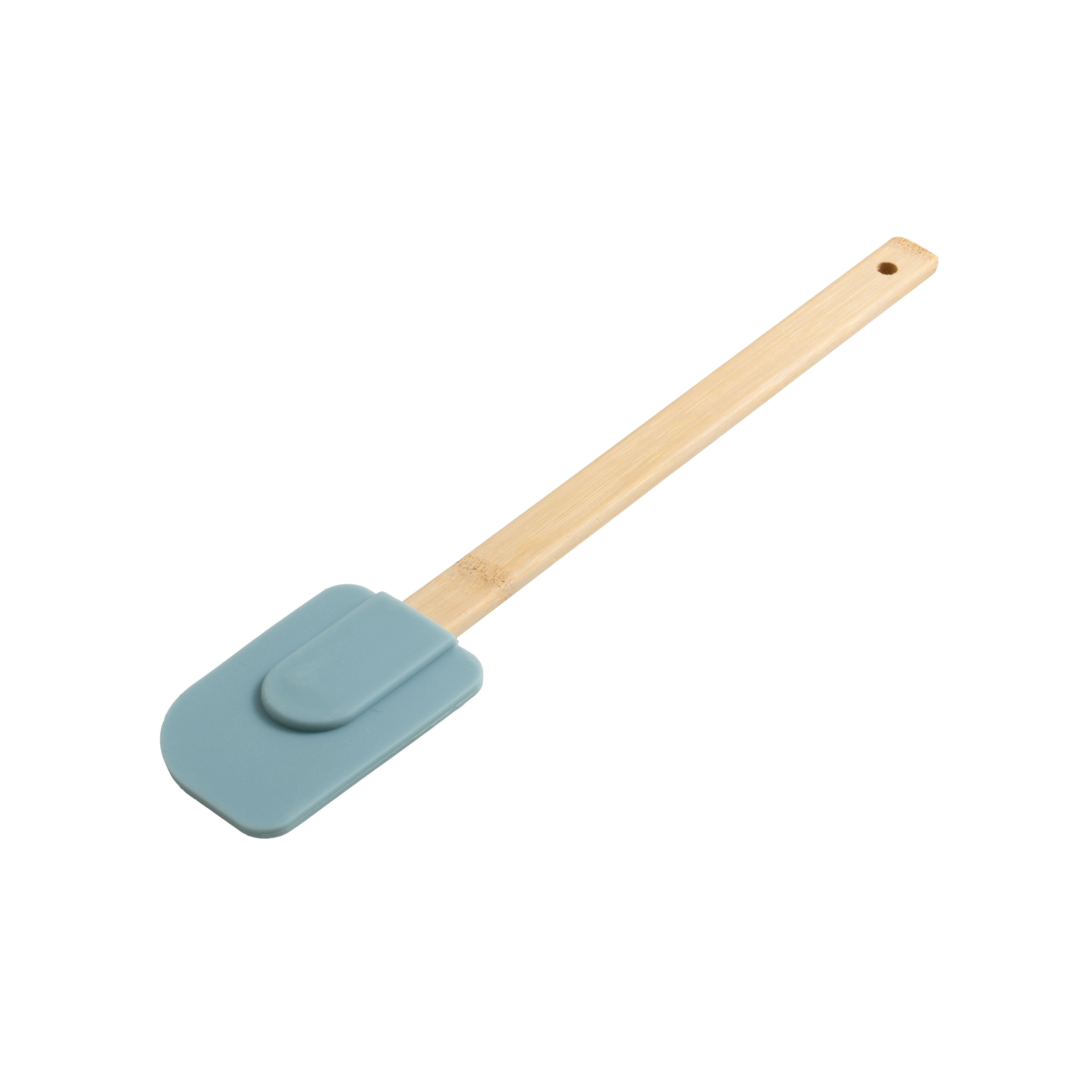 Ergonomic Cooking 9-Piece Bamboo Gadgets Kitchen and Cooking Utensil Sets, Blue - Heat-Resistant Silicone Cooking Spatula Turner Detail