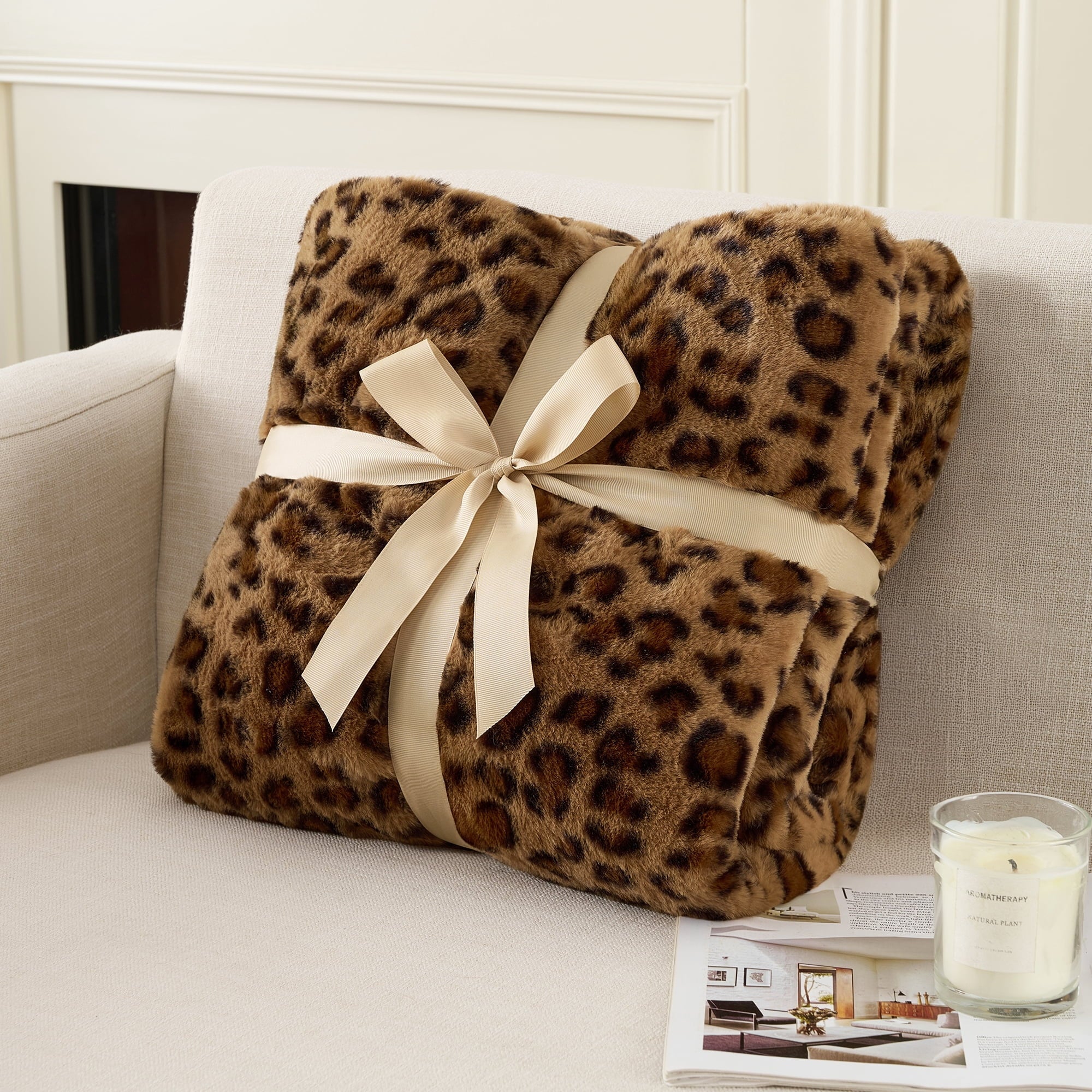 Lightweight Warm Leopard Print Throw Blanket Soft Cozy Fluffy Plush Cheetah Print Blanket for Home Decor,50"x60",Brown - Lightweight Plush Warm Blanket for All Seasons Detail