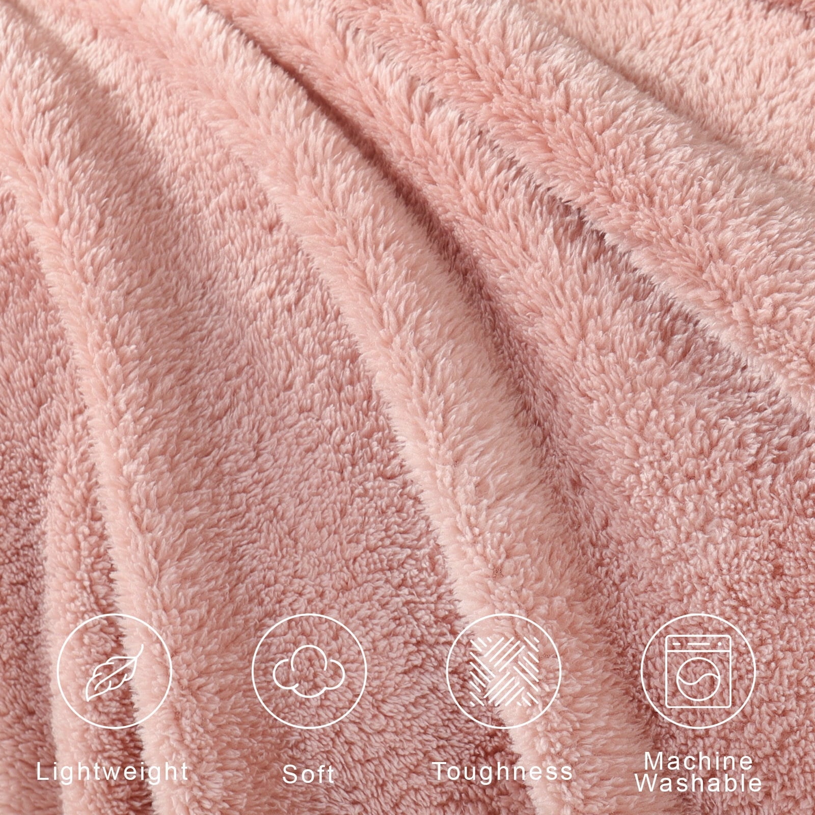 Reversible Sherpa Soft Fleece Throw Blanket for Couch, Super Soft Velvet Plush Bed Blanket, 50x60 Inches, Pink - Luxury Knitted Decorative Throw Blanket with Fringes Detail