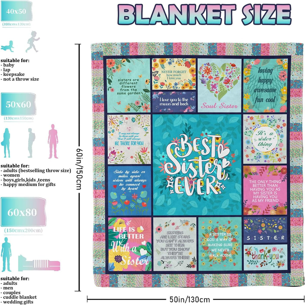 Decorative Knitted Sister Gifts Blanket for Birthday, Mother's Day, Christmas - Big Sister Gift Ideas - Luxury Knitted Decorative Throw Blanket with Fringes Detail