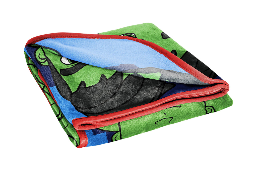 Reversible Sherpa Spidey & His Amazing Friends Kids Throw, 46 x 60, Microfiber, Blue, Marvel - Super Soft Reversible Sherpa Flannel Blanket Detail