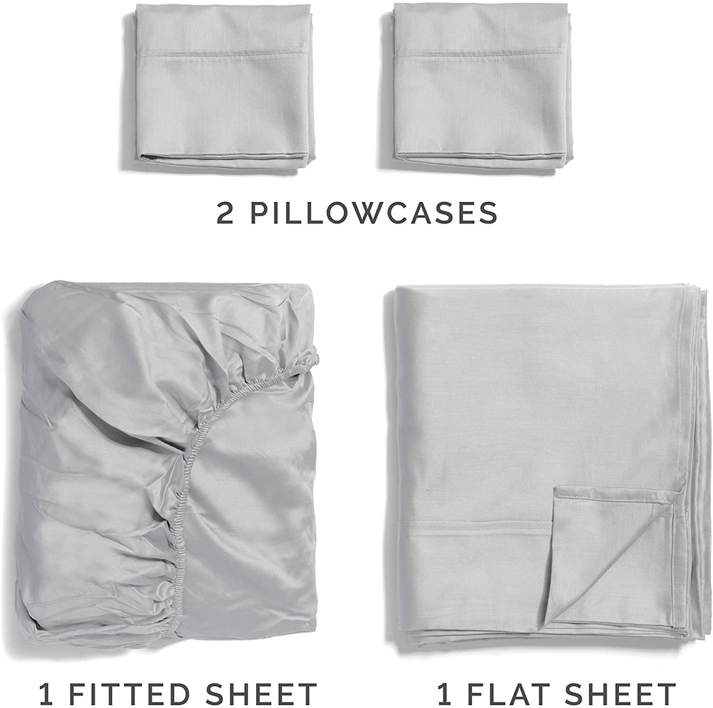 Premium Egyptian Cotton 4-Piece 400 Thread Count Cotton Sheet Set - King Size 100% Cotton Sateen Bed Sheets Fits 18"-24" Mattresse... - Cooling Hotel Quality Bedding Sheets and Pillowcases Detail