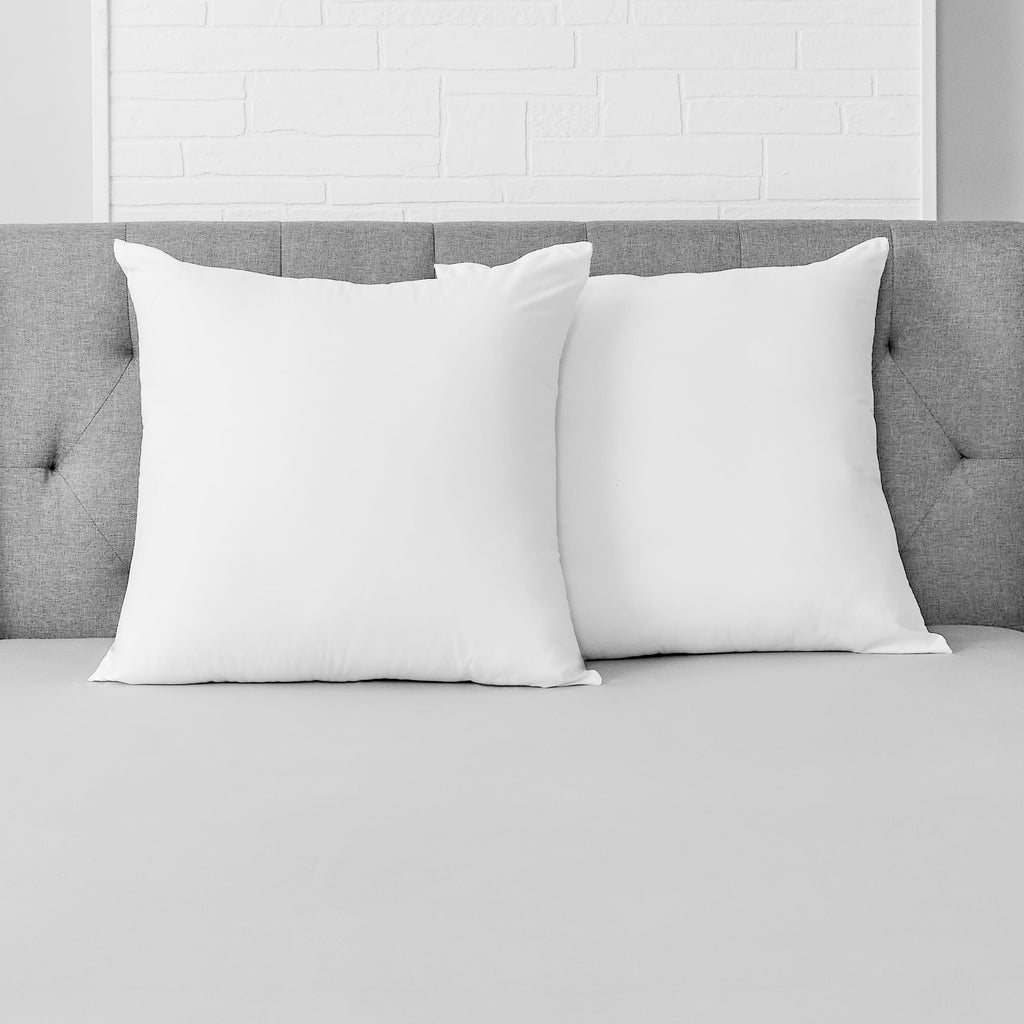 Ergonomic Memory Foam Cotton Euro Throw Pillow, 26" x 26", White- Allergy Defense Fabric - Decorative Throw Pillow Cushion for Sofa & Bed Detail