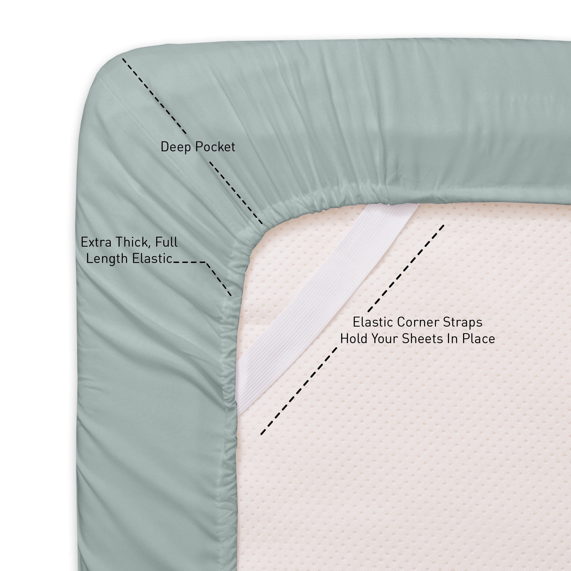 Cooling Sateen 1800 Series Classic 4-Piece 1800 Thread Count 100 GSM Bed Sheet, Queen - Premium Ultra-Soft Pillowcase Pair for Sleeping Detail