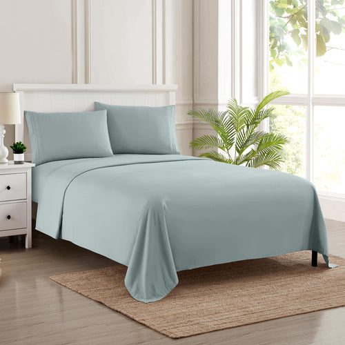 Cooling Sateen 1800 Series Classic 4-Piece 1800 Thread Count 100 GSM Bed Sheet, Queen - Premium Ultra-Soft Pillowcase Pair for Sleeping Detail