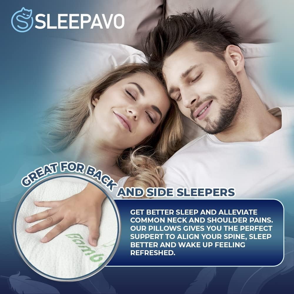 Hotel Collection Memory Foam Pillows Queen Size Set of 2 - Cooling Bed Pillows for Sleeping - Back, Stomach, Side Sleeper Firm, Comfy ... - Ergonomic Memory Foam Pillow for Neck Pain Support Detail