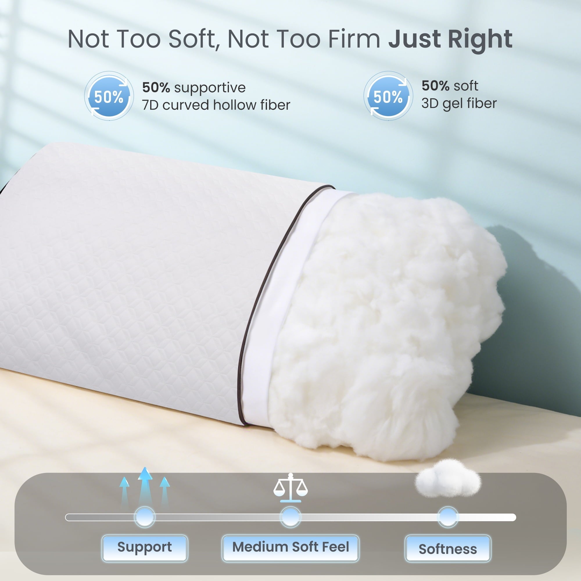 Orthopedic Support Bed Pillows Hotel Collection Luxury Down Alternative Pillow for Beds 2 Pack, Medium Support for Side & Back Sleepers ... - Decorative Throw Pillow Cushion for Sofa & Bed Detail