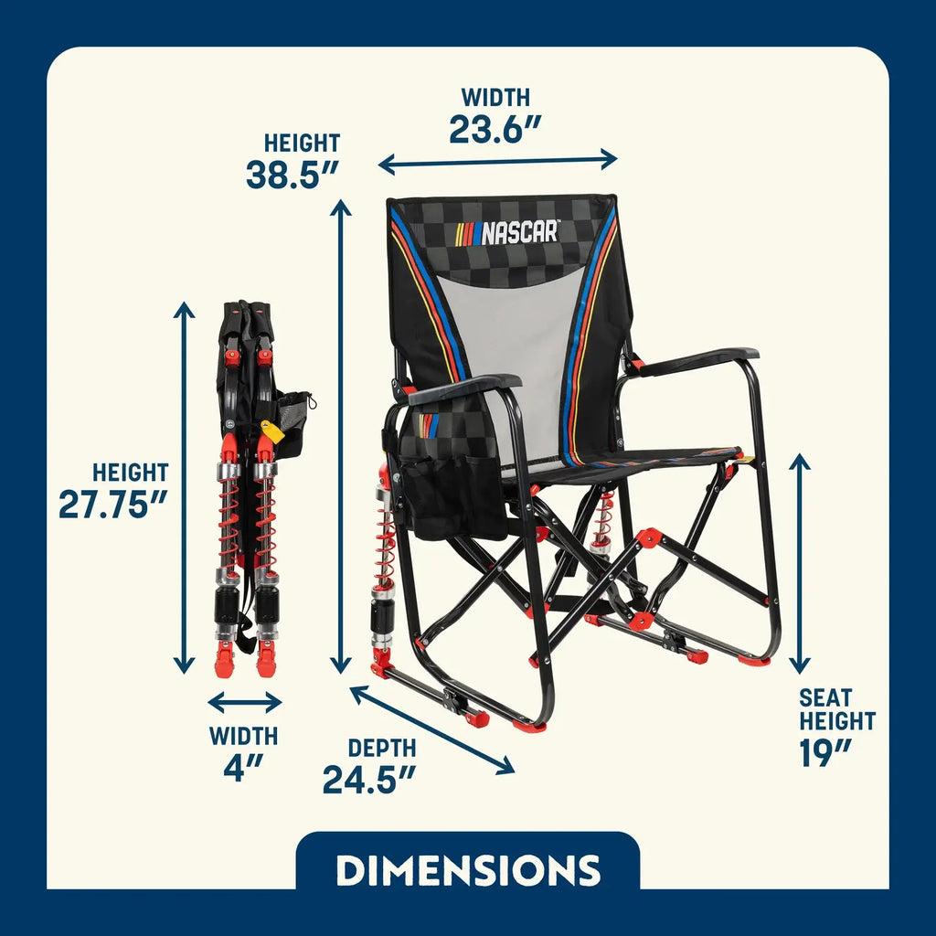 Heavy-Duty Freestyle Adjustable Rocker - NASCAR - Choice 899 - RoadTrip Rocker Smooth Motion Camp Chair Detail