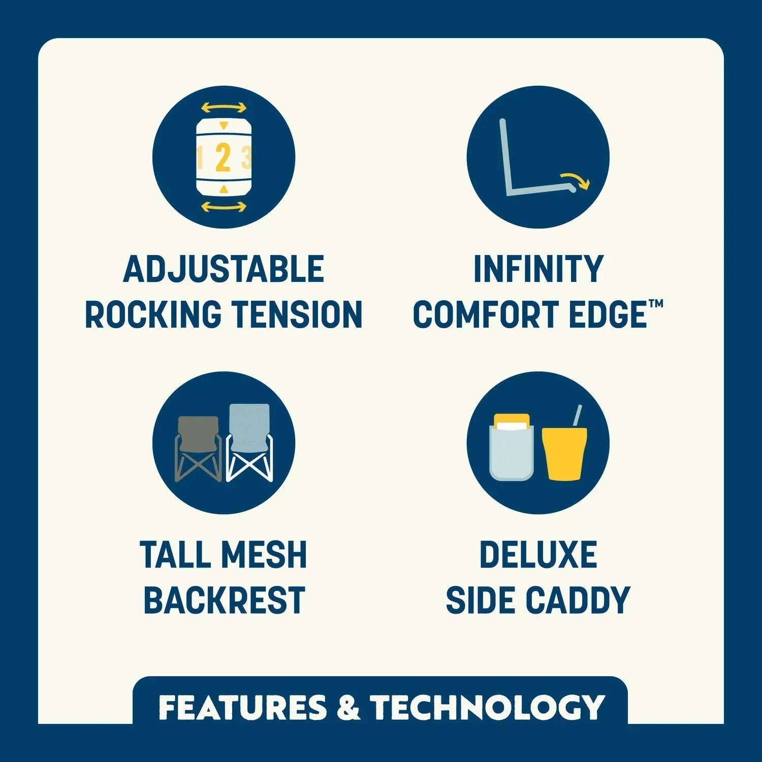 Heavy-Duty Freestyle Adjustable Rocker - NASCAR - Choice 899 - RoadTrip Rocker Smooth Motion Camp Chair Detail