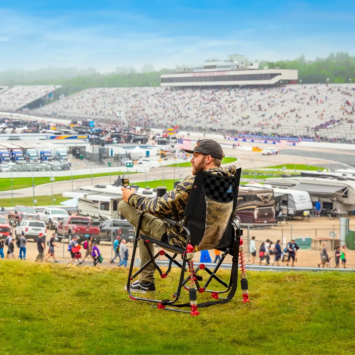 Heavy-Duty Freestyle Adjustable Rocker - NASCAR - Choice 899 - RoadTrip Rocker Smooth Motion Camp Chair Detail