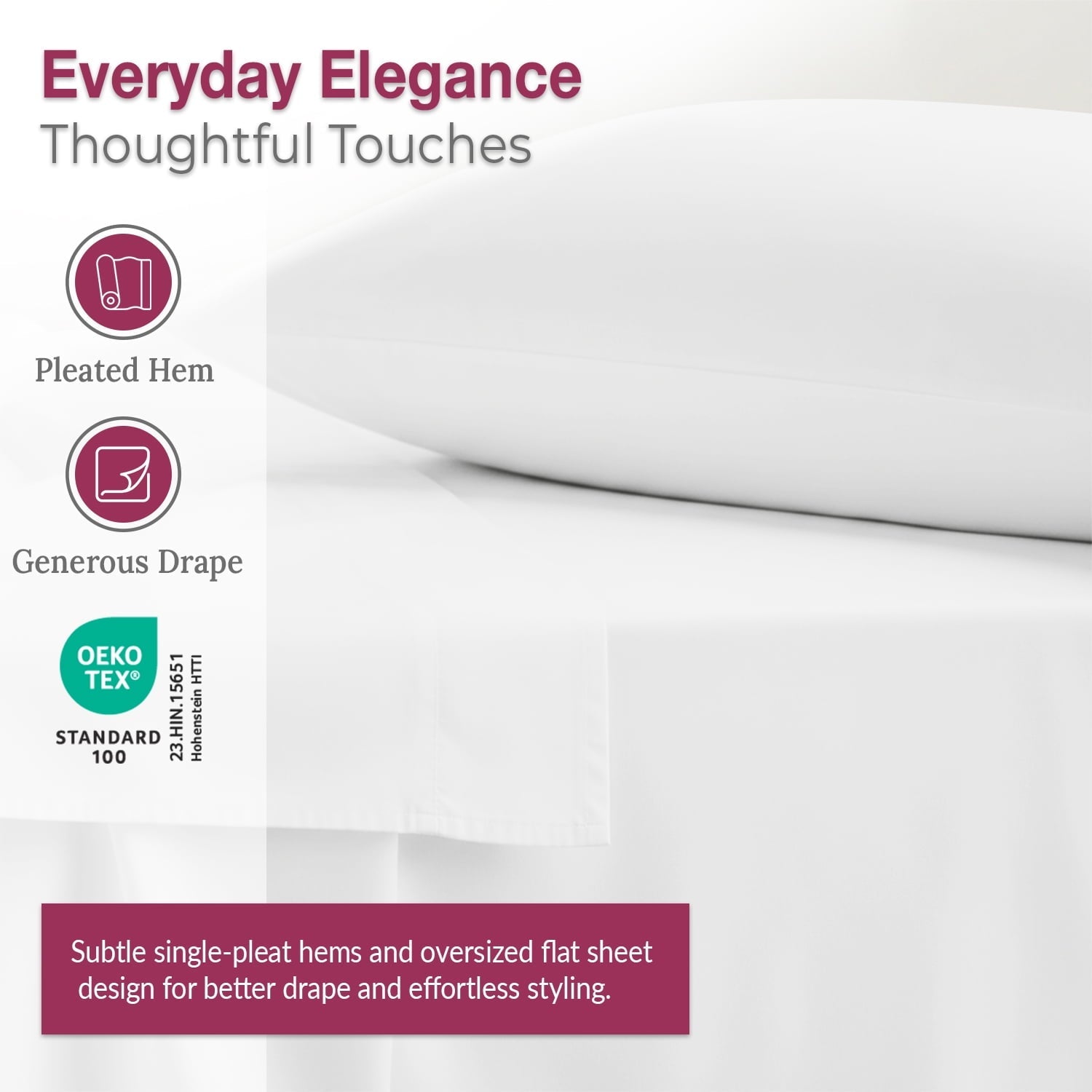 Premium Egyptian Cotton 100% Organic Cotton Percale Flat Sheet Twin Size - 1 PC Flat Sheet, White - Crisp, Cool and Strong Bed Linen, Top She... - Luxury Bed Sheet Set with Deep Pockets Detail