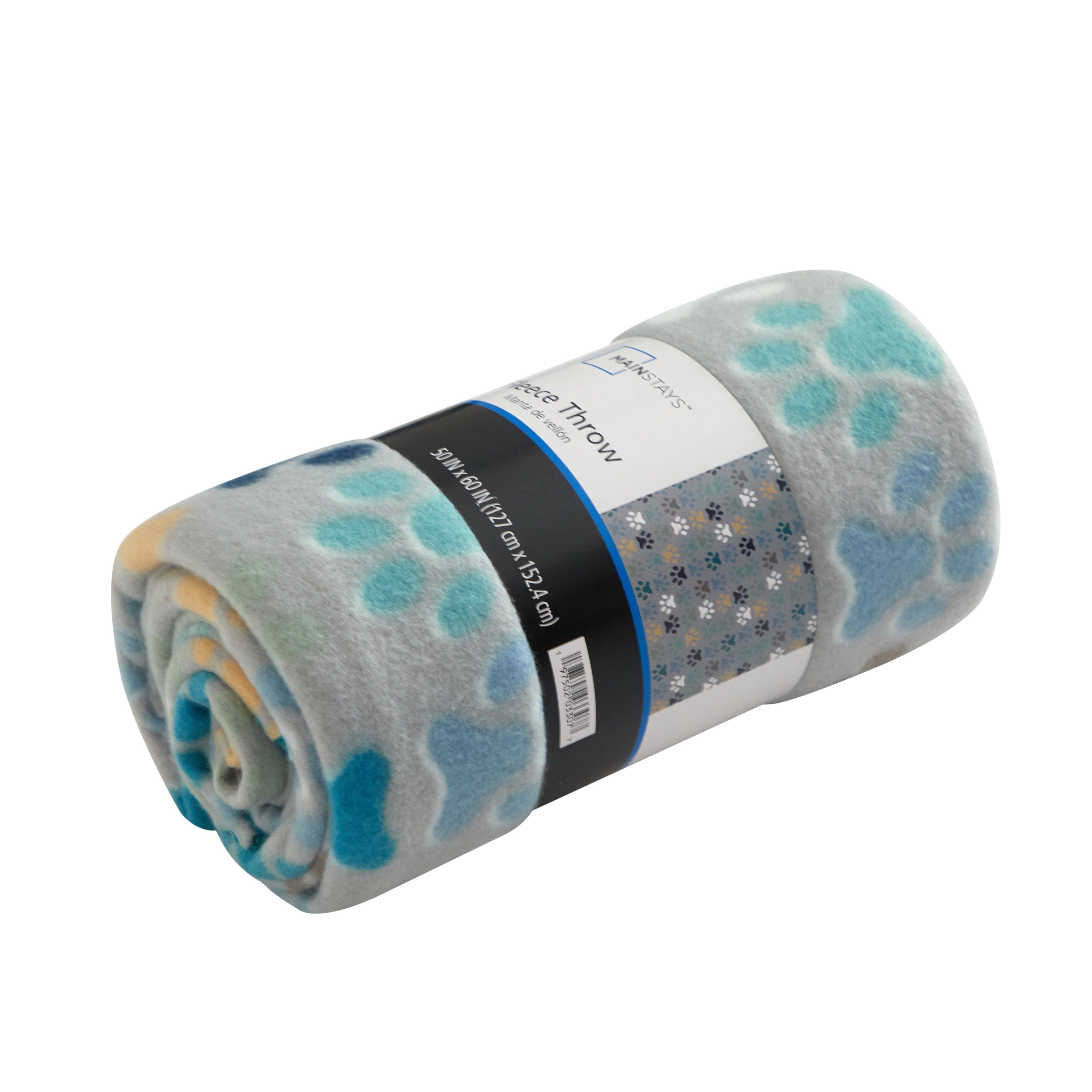 Reversible Sherpa Cozy Fleece Throw Blanket, Gray Paw 50" x 60", All Ages - Cozy Fleece Throw Blanket for Couch & Bed Detail