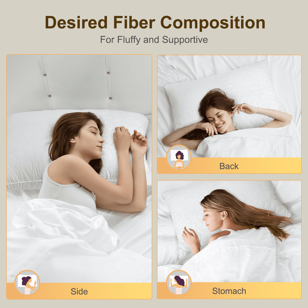 Fluffy Shredded Bed Pillows Queen Size Set of 2, Hotel Gusseted Pillows for Sleeping, Alternative to Down Pillows, Soft Supportive & ... - Orthopedic Shredded Foam Bed Pillow Set Detail