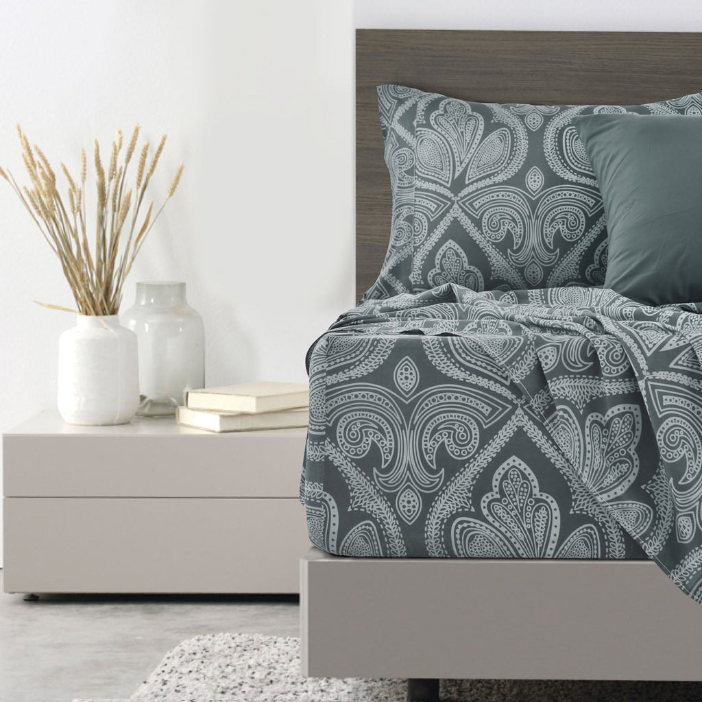 Premium Egyptian Cotton Queen Bed Sheets Set - 6 Piece Brushed Microfiber Bed Sheet - Shrinkage and Fade Resistant - (Queen, Grey) - Premium Ultra-Soft Pillowcase Pair for Sleeping Detail