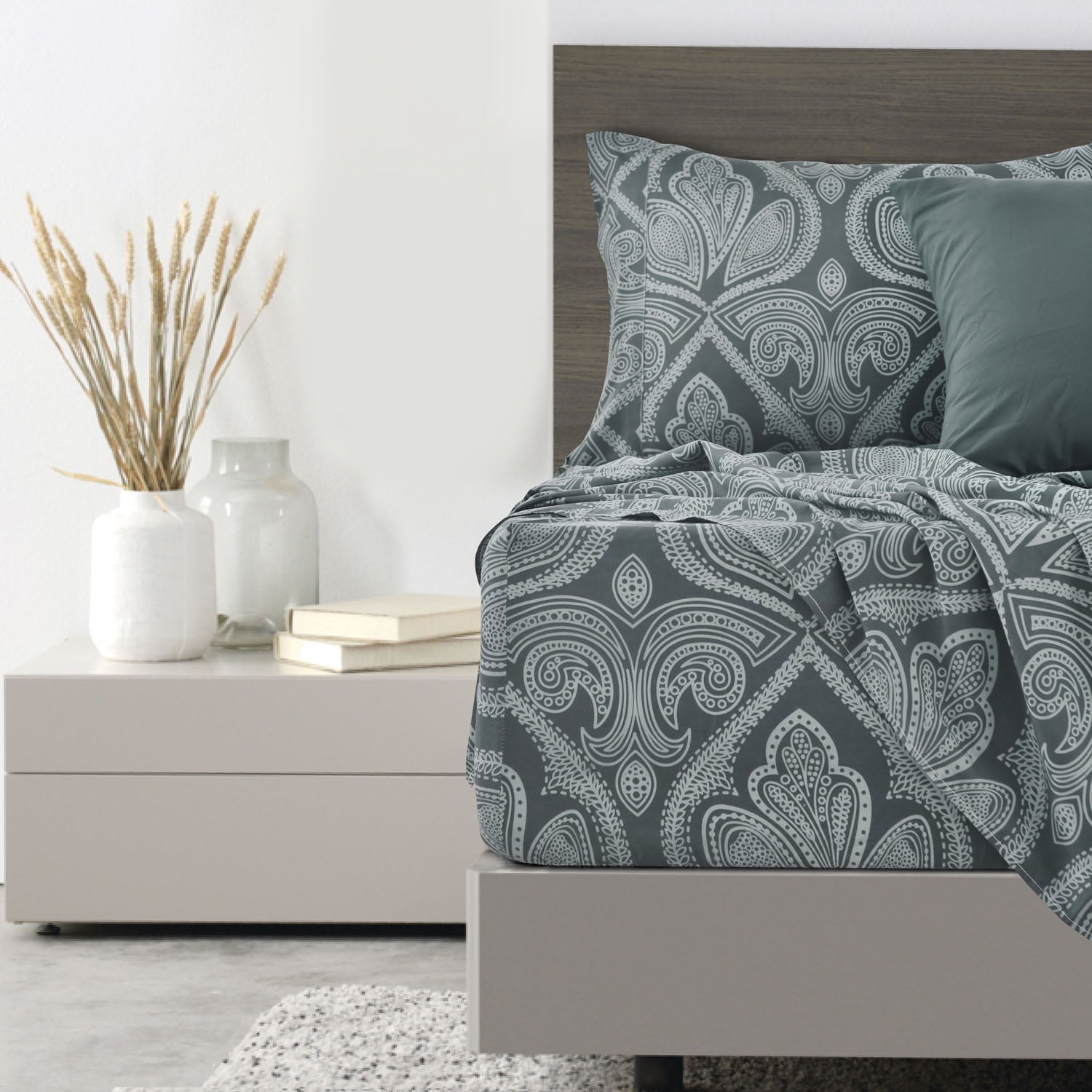 Premium Egyptian Cotton Queen Bed Sheets Set - 6 Piece Brushed Microfiber Bed Sheet - Shrinkage and Fade Resistant - (Queen, Grey) - Premium Ultra-Soft Pillowcase Pair for Sleeping Detail