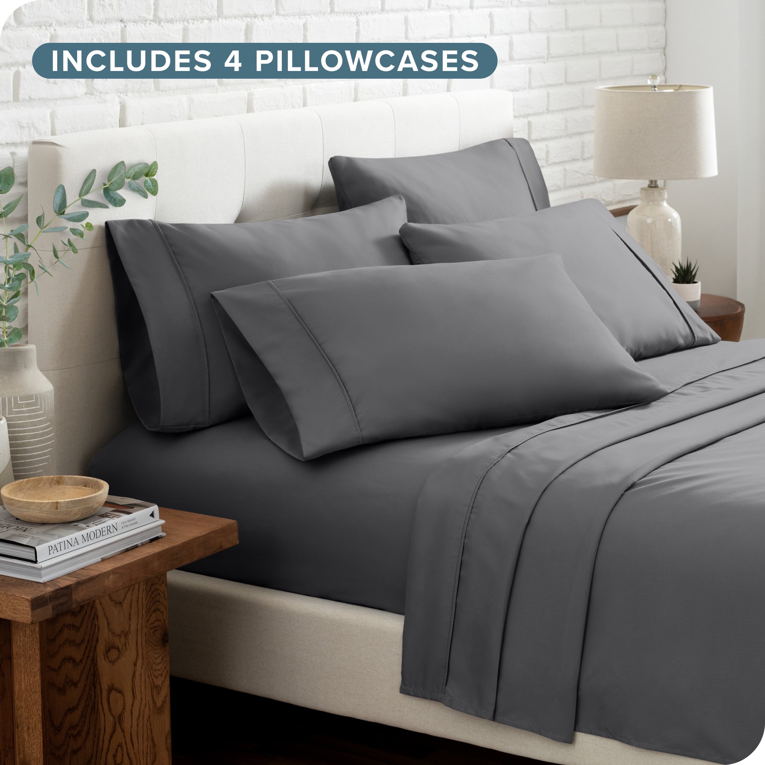 Wrinkle-Resistant Luxury Bed Sheet Set- 6 Piece - Queen, Gray - Cooling Hotel Quality Bedding Sheets and Pillowcases Detail