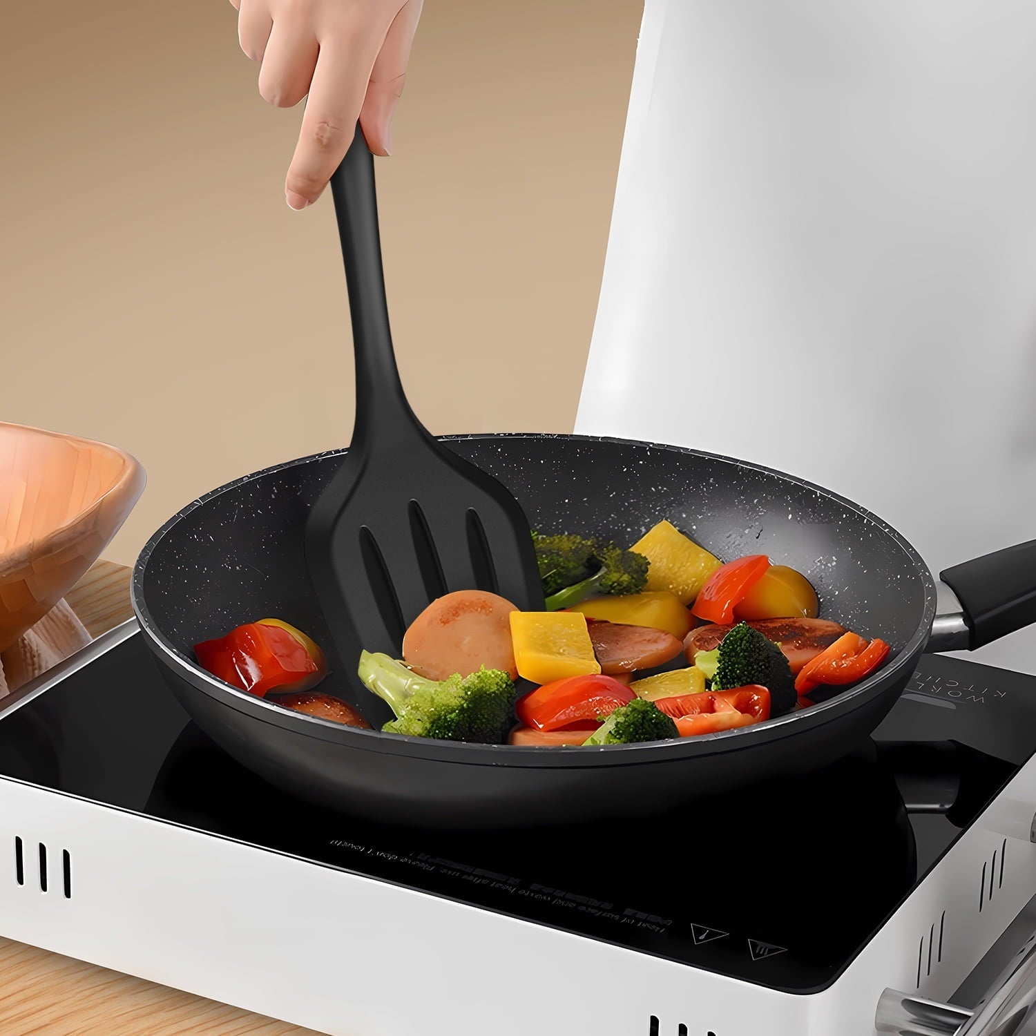 Seamless One-Piece Silicone Cooking Utensils Set - 446°F Heat Resistant Kitchen Utensils,Turner Tongs,Spatula,Spoon,Brush,Whisk,Ki... - Premium Stainless Steel Cooking Utensil for Non-Stick Pots Detail