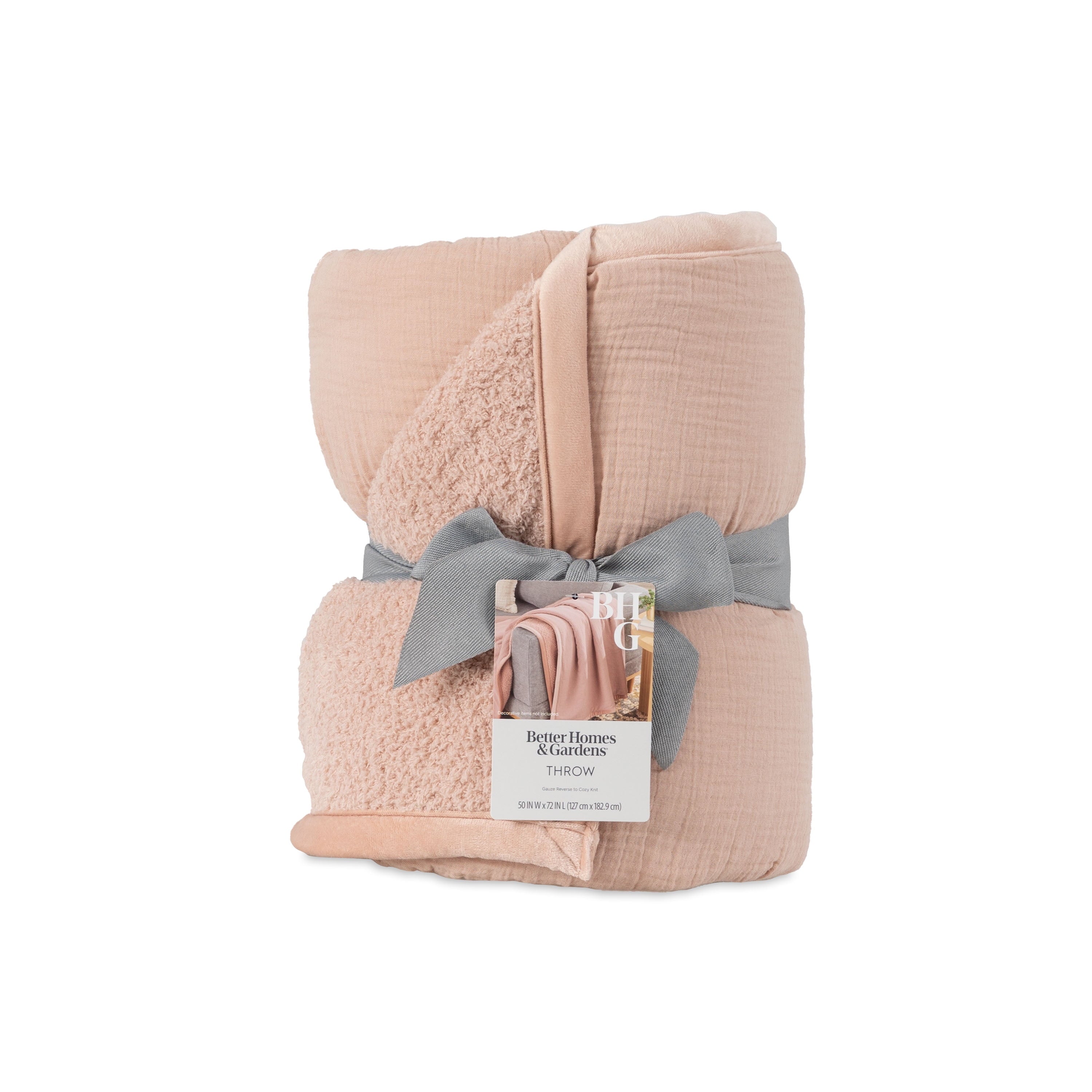 Reversible Sherpa Gauze Reverse to Cozy Knit Super Soft Throw Blanket, Oversized, Antique Blush - Super Soft Reversible Sherpa Flannel Blanket Detail
