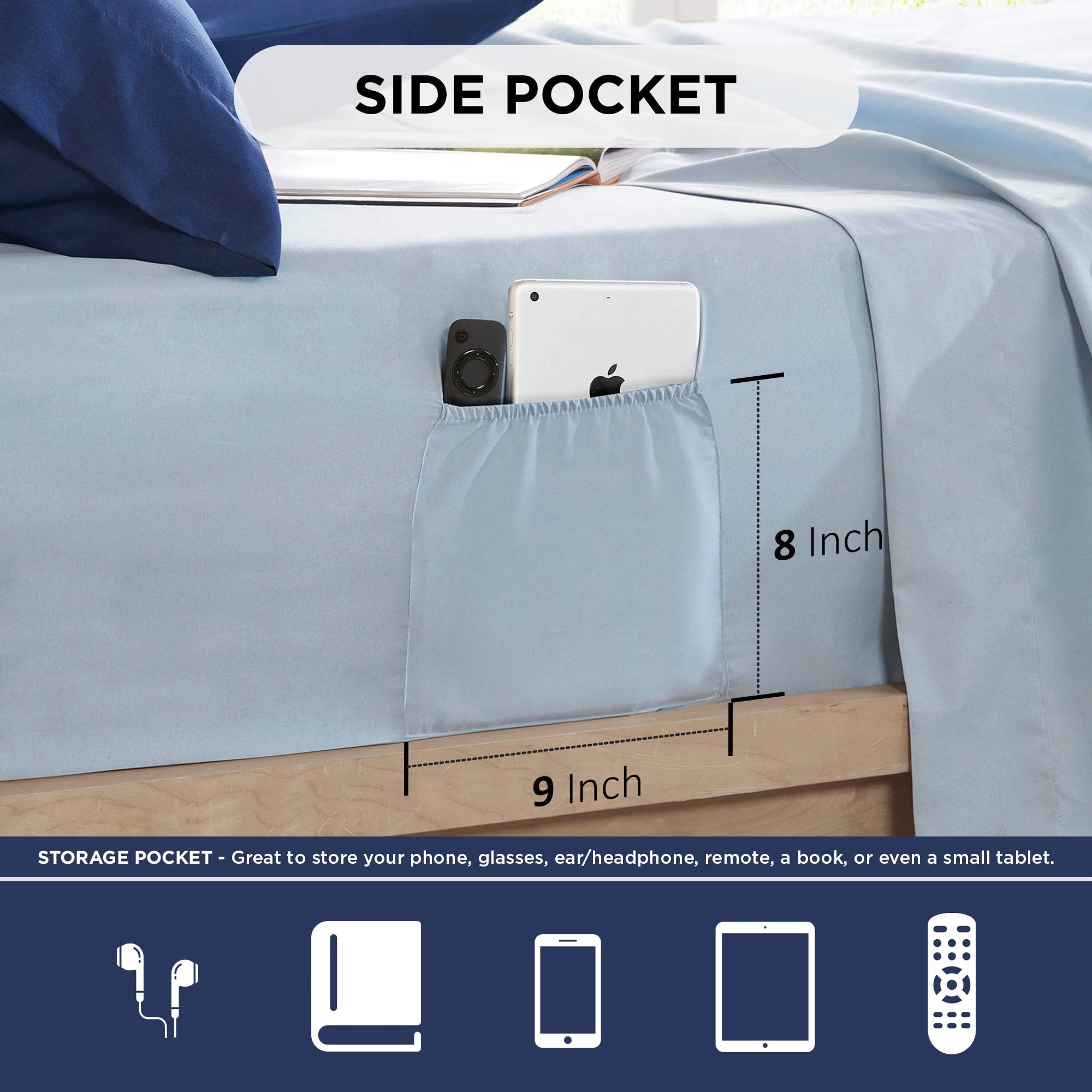 Fluffy Down Alternative Queen Size Comforter Set, 9-Piece Bed in a Bag Queen, Navy Blue Bedding Comforter Set with Comforter, Flat Sheets, Fi... - All-Season Down Alternative Comforter Insert Detail