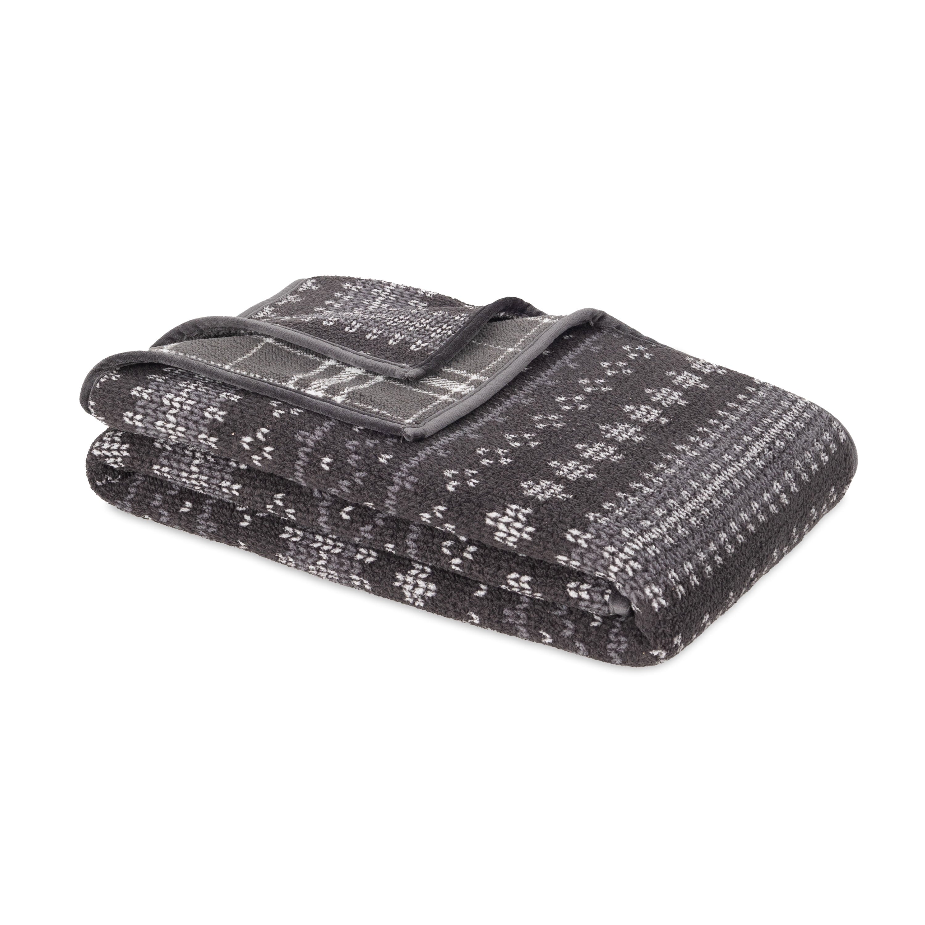 Super Soft Flannel Berkshire Life Reversible Printed Hampshire Soft Throw Blanket, Glacier Fair Isle - Super Soft Reversible Sherpa Flannel Blanket Detail