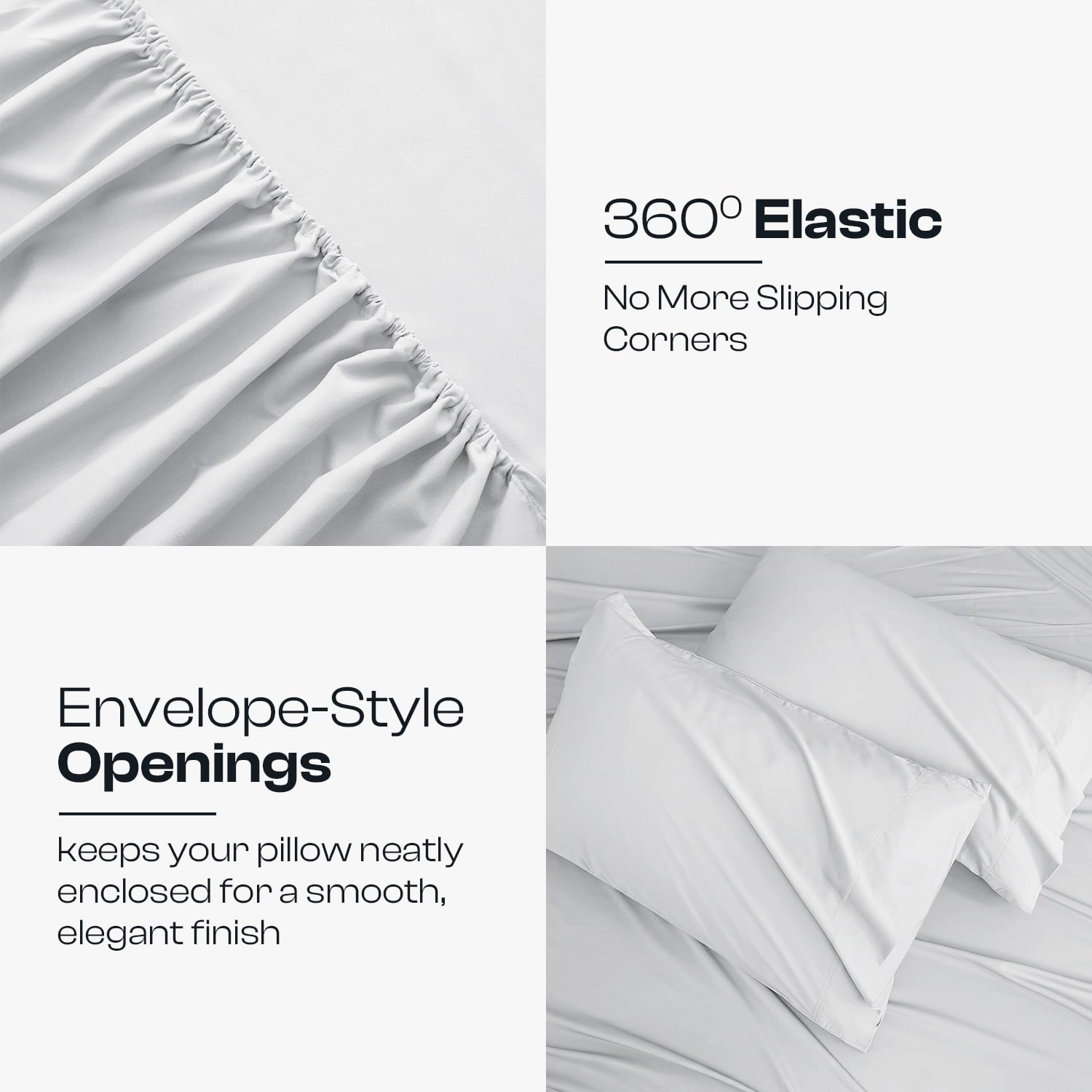 Cooling Sateen IR 3 Piece 1800 Series Deep Pocket Soft Microfiber Solid Bed Sheet Set for Kids, White Twin Size - Breathable Egyptian Cotton Flat & Fitted Sheets Detail