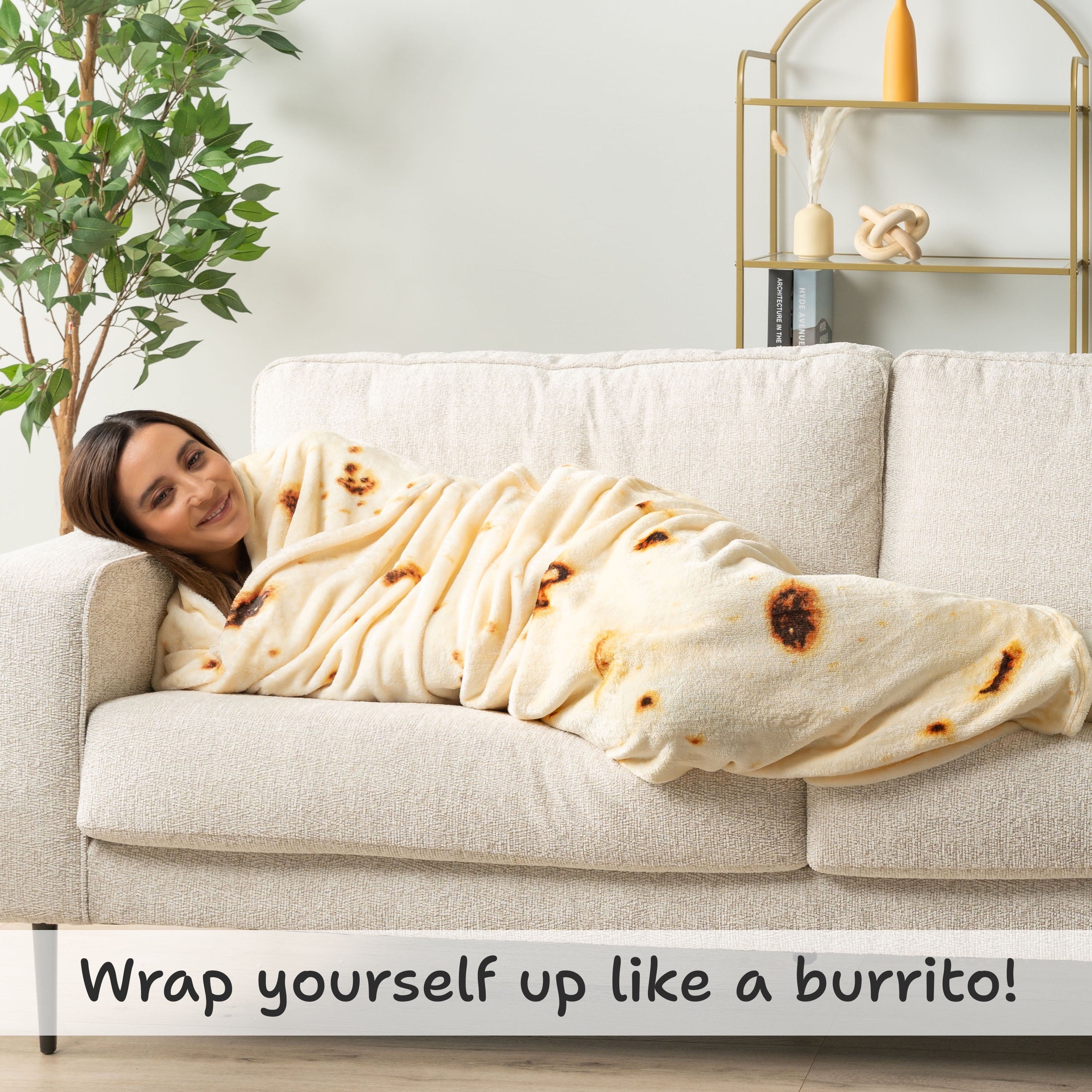 Decorative Knitted Burrito Tortilla Blanket, Double Sided Taco Flour Wrap Novelty Throw for Adult Kid Teen, Realistic Food Blanket, Funn... - Super Soft Reversible Sherpa Flannel Blanket Detail