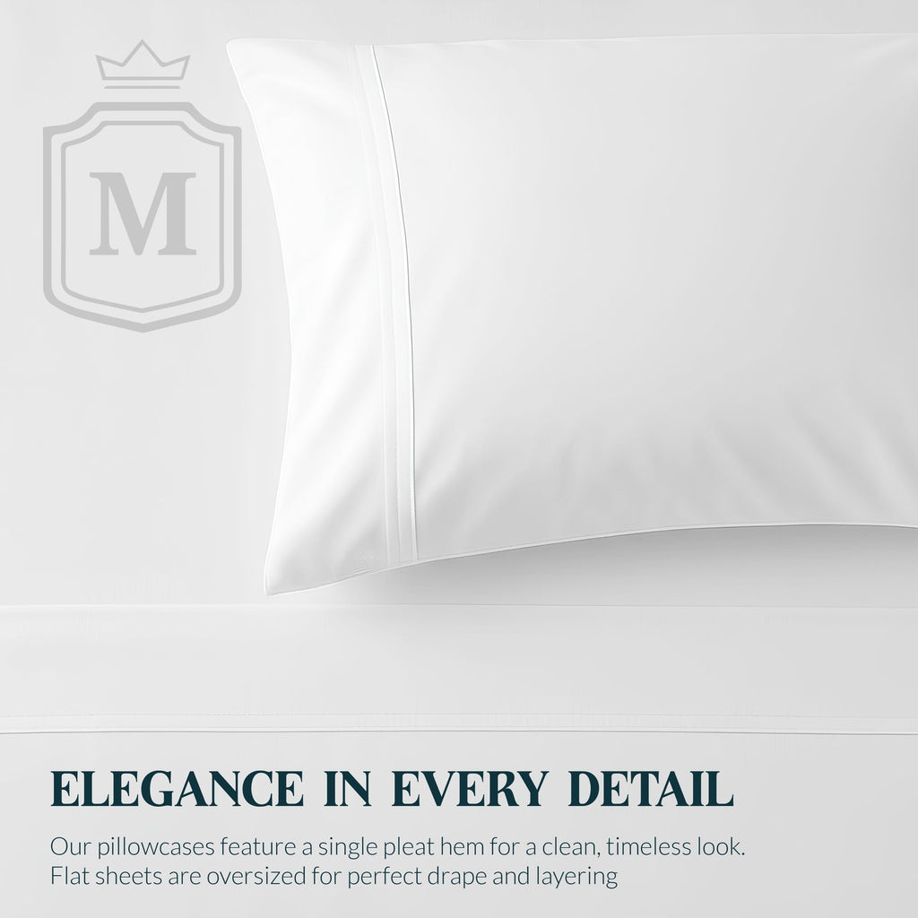 Ultra-Soft 100% Cotton Sheets For Queen Size Bed - Luxury 400 Thread Count Queen Sheet Set, 4 Piece Sateen Weave Queen White Cot... - Breathable Egyptian Cotton Flat & Fitted Sheets Detail