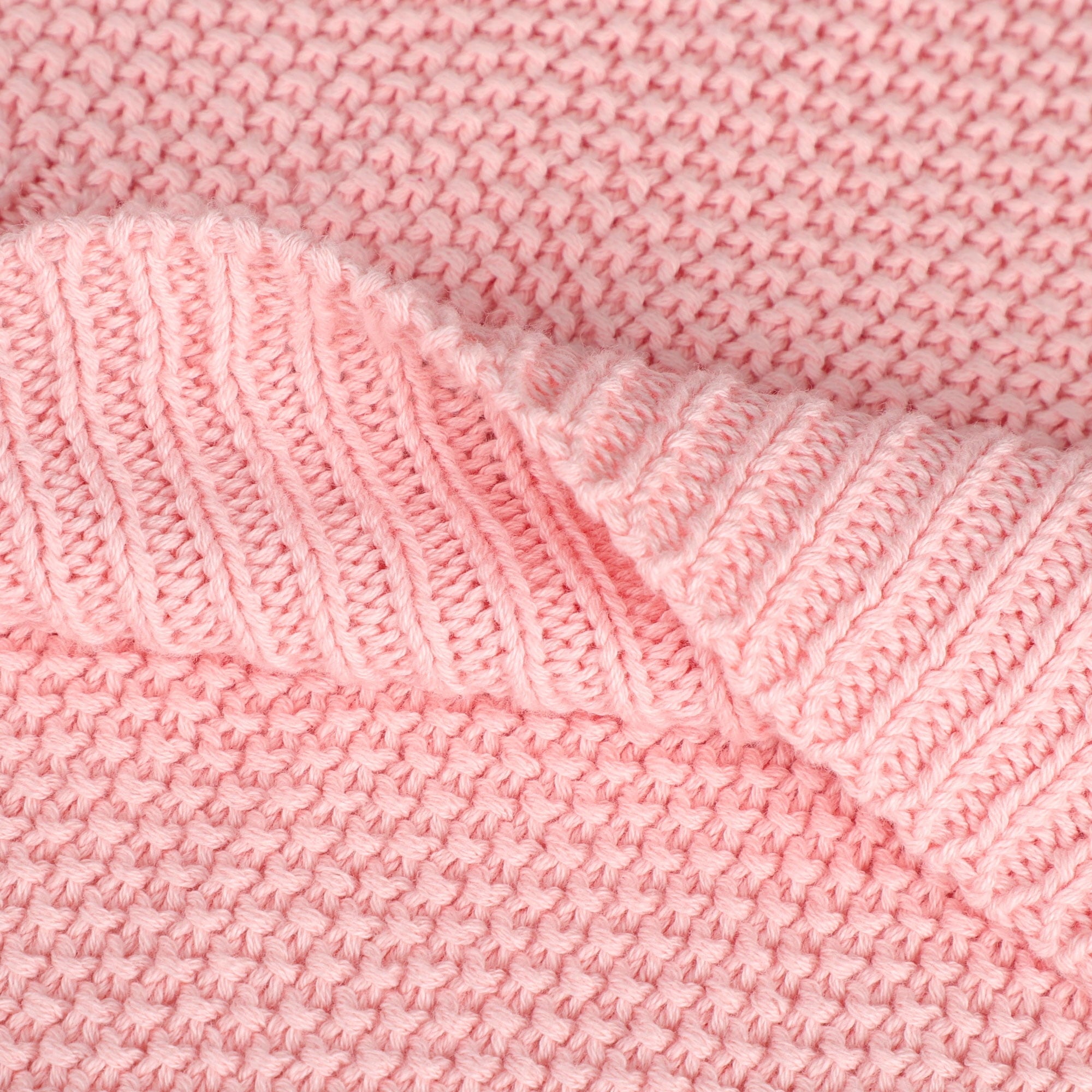 Cozy Fleece Pure Cotton Soft Cable Knit Throw Blanket Pink 50" x 70" - Cozy Fleece Throw Blanket for Couch & Bed Detail