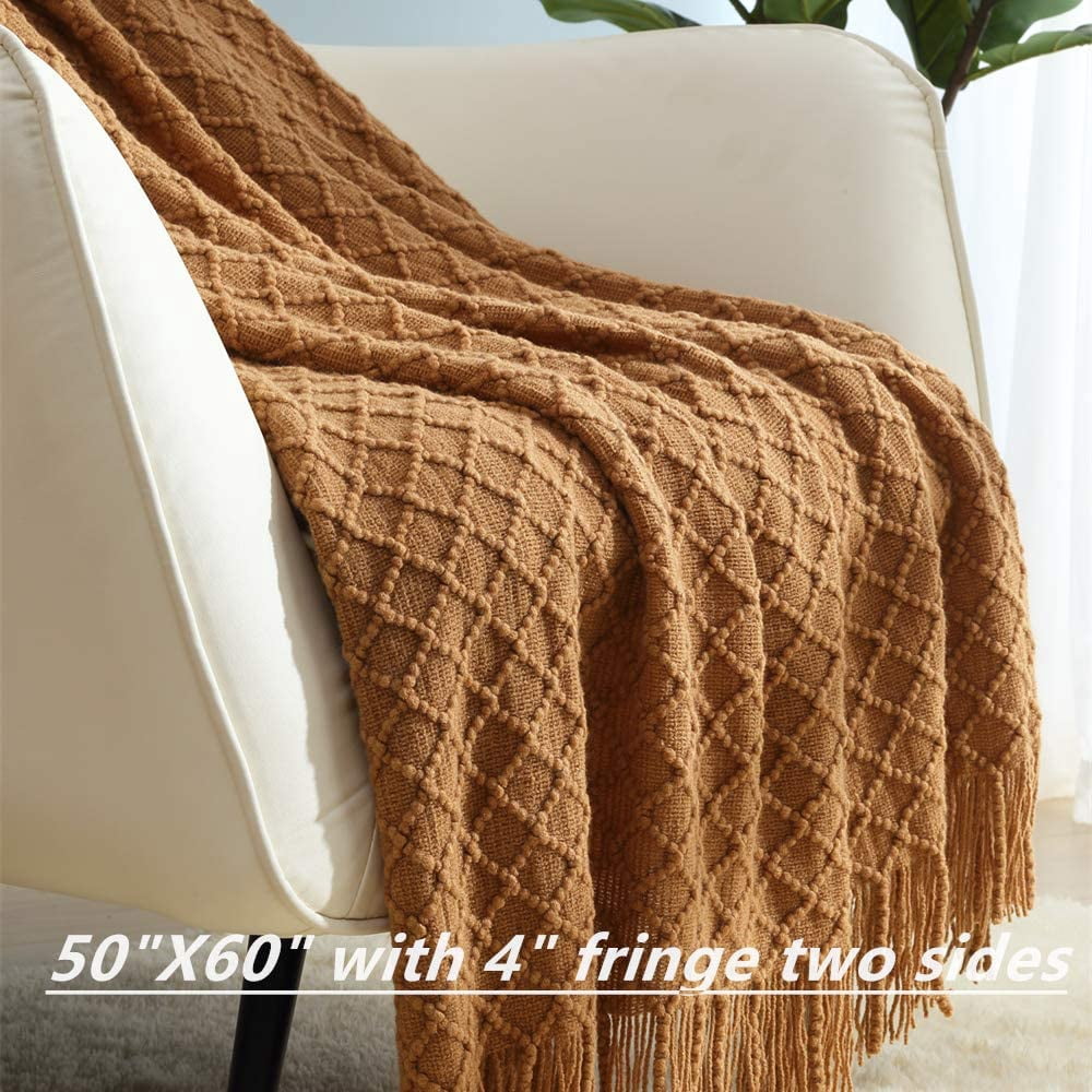 Cozy Fleece Home Decor Rustic Couch Sofa Chair Bed Throw Blanket, Soft Warm Light Weight in Spring Summer (50''X60'' Brown) - Cozy Fleece Throw Blanket for Couch & Bed Detail