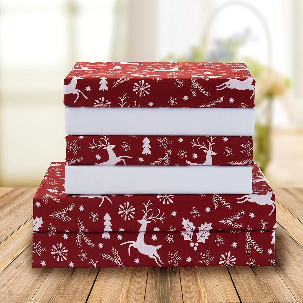 Wrinkle-Resistant Luxury Soft Bed Sheets Holiday Pattern 1500 Thread Count Percale Egyptian Quality Softness Wrinkle and Fade Resistant... - Luxury Bed Sheet Set with Deep Pockets Detail
