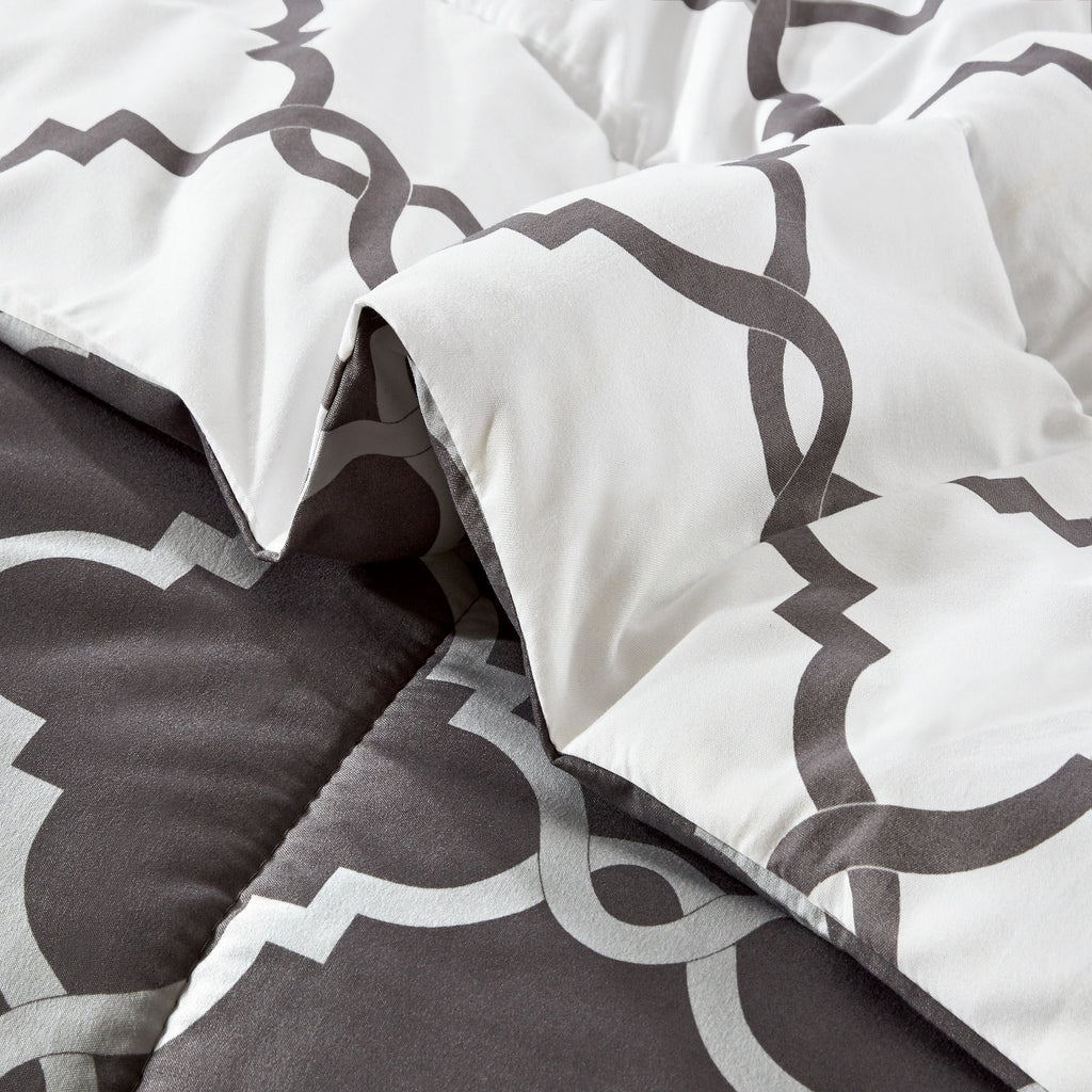 Luxurious Quilted 4 Piece Geometric Twin Comforter Set - Polyester Filling Reversible Washable Comforter Set - Hypoallergenic Ultra-Fluffy Quilt for Winter Detail