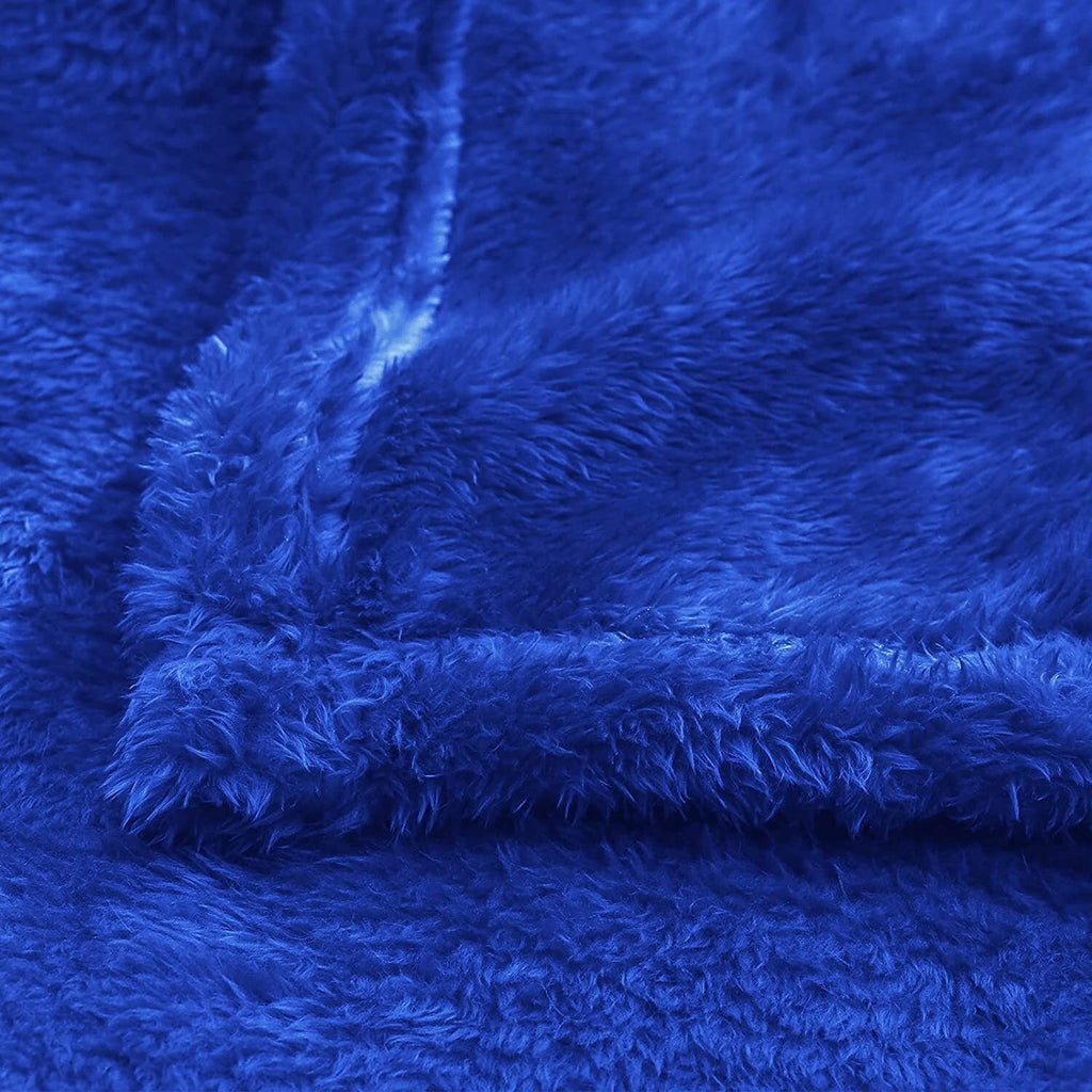 Super Soft Flannel Plush Fuzzy Fleece Throw Blanket (40" x 50", Cobalt Blue)- Soft, Warm and Lightweight - Super Soft Reversible Sherpa Flannel Blanket Detail