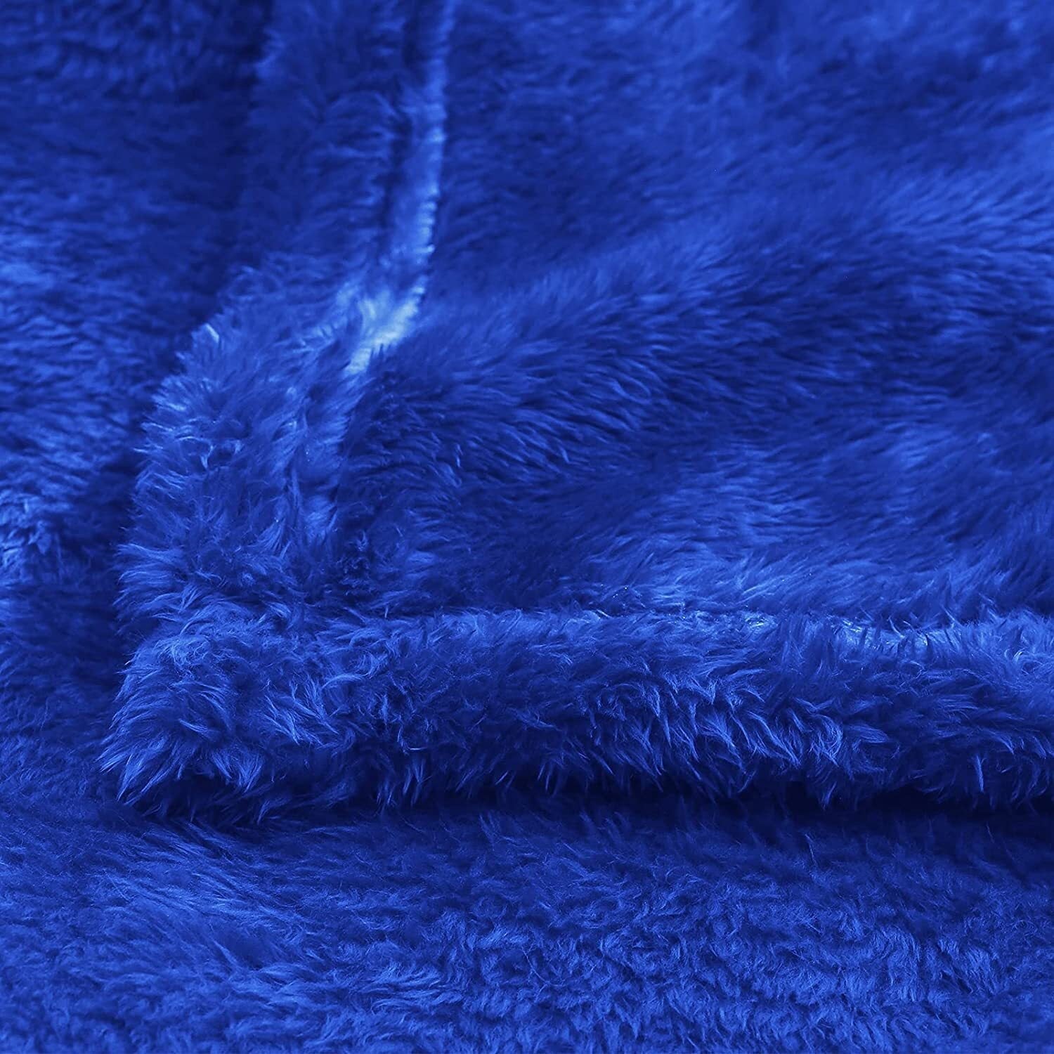 Super Soft Flannel Plush Fuzzy Fleece Throw Blanket (40" x 50", Cobalt Blue)- Soft, Warm and Lightweight - Super Soft Reversible Sherpa Flannel Blanket Detail