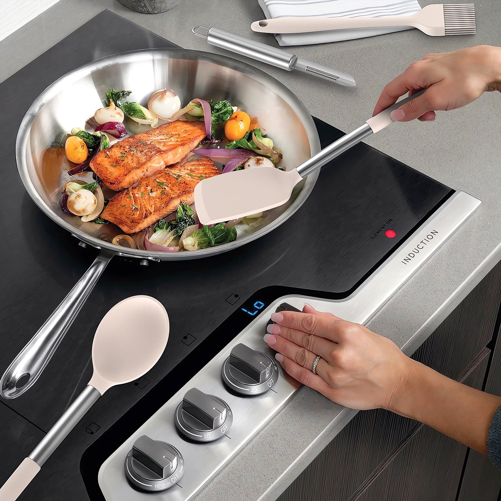 Durable Steel Silicone Cooking Utensils Set - Heat Resistant Silicone Kitchen Utensils for Cooking, Kitchen Utensil Spatula Set,BPA... - Heavy Duty Stainless Steel Kitchen Shears Detail
