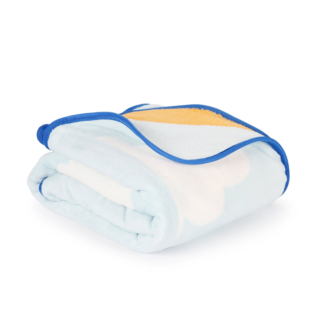 Lightweight Warm Clouds Kids Throw Blanket, Soft Coral Fleece, Blue, 46" x 60" - Super Soft Reversible Sherpa Flannel Blanket Detail