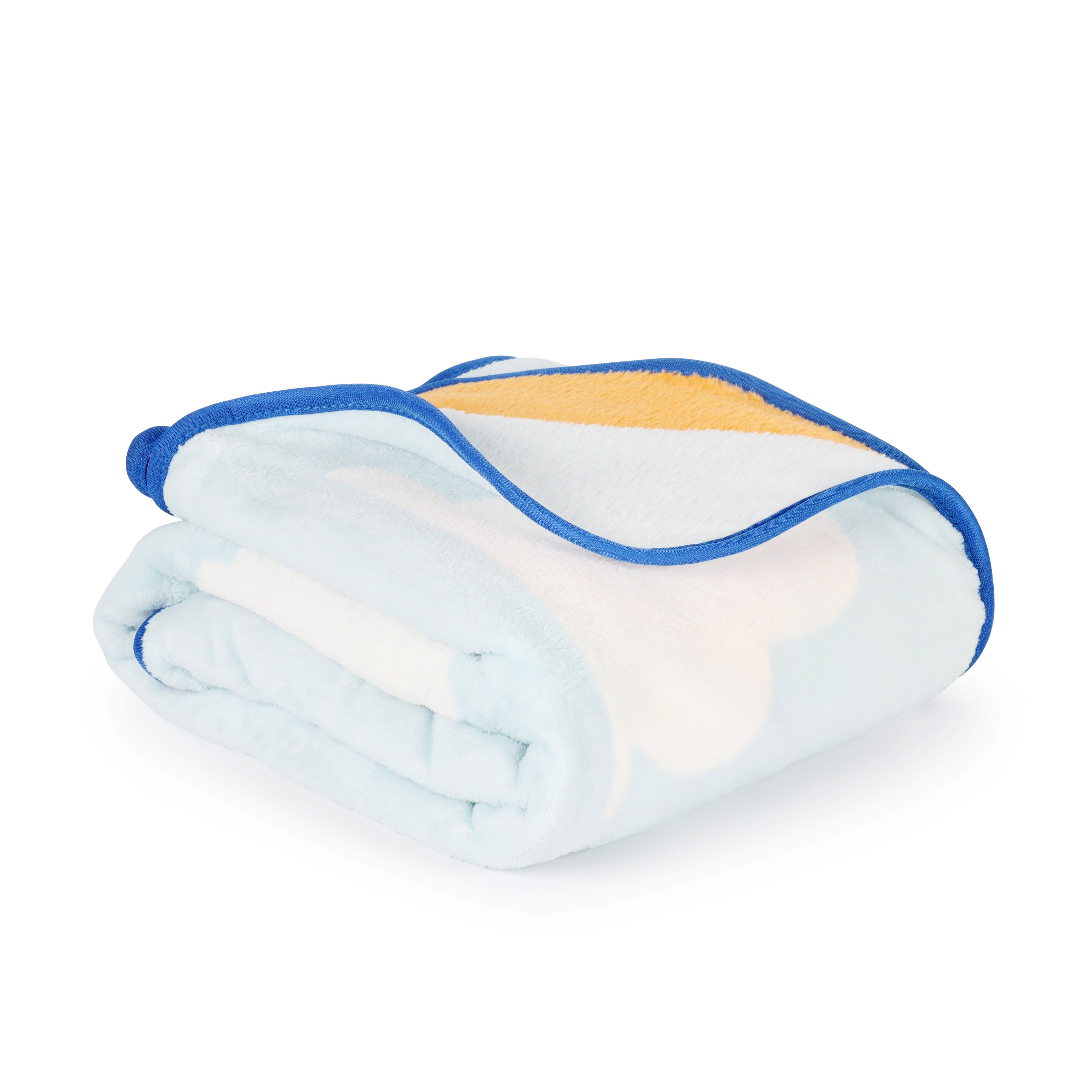 Lightweight Warm Clouds Kids Throw Blanket, Soft Coral Fleece, Blue, 46" x 60" - Super Soft Reversible Sherpa Flannel Blanket Detail