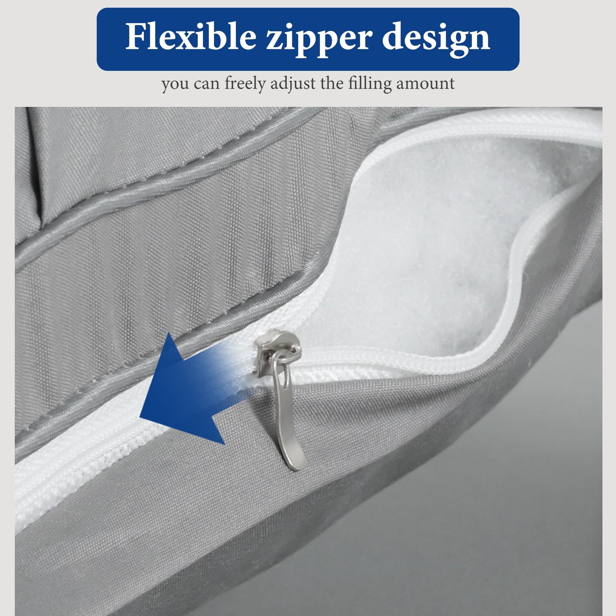 Fluffy Shredded 2-Pack Luxurious Hotel-Quality ,Resistant to Flattening, All-Season,Gray - Ergonomic Memory Foam Pillow for Neck Pain Support Detail