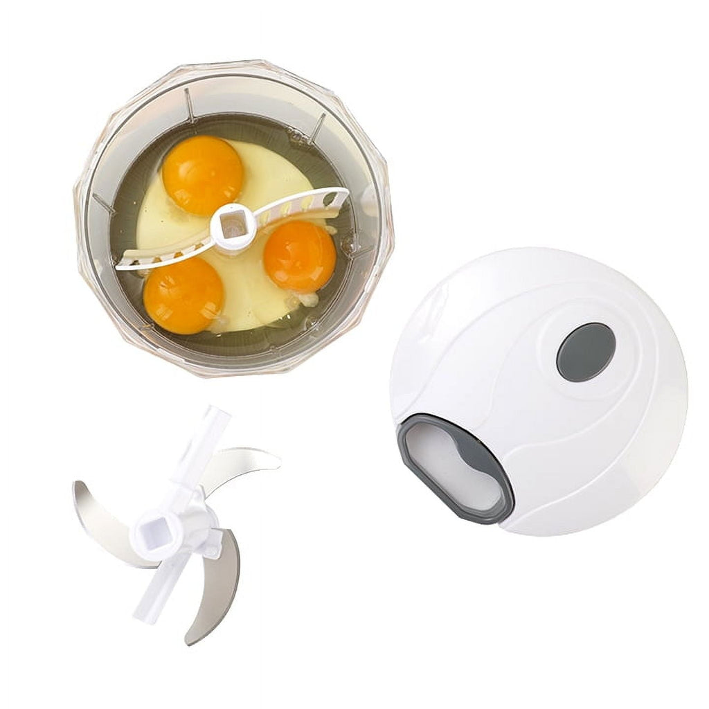 Time-Saving 1qt Quick Pull Chopper, BPA free , SS Blades, Food Contact Safe Material , White & Grey, Weight 320g - Premium Stainless Steel Garlic Presser & Peeler Detail