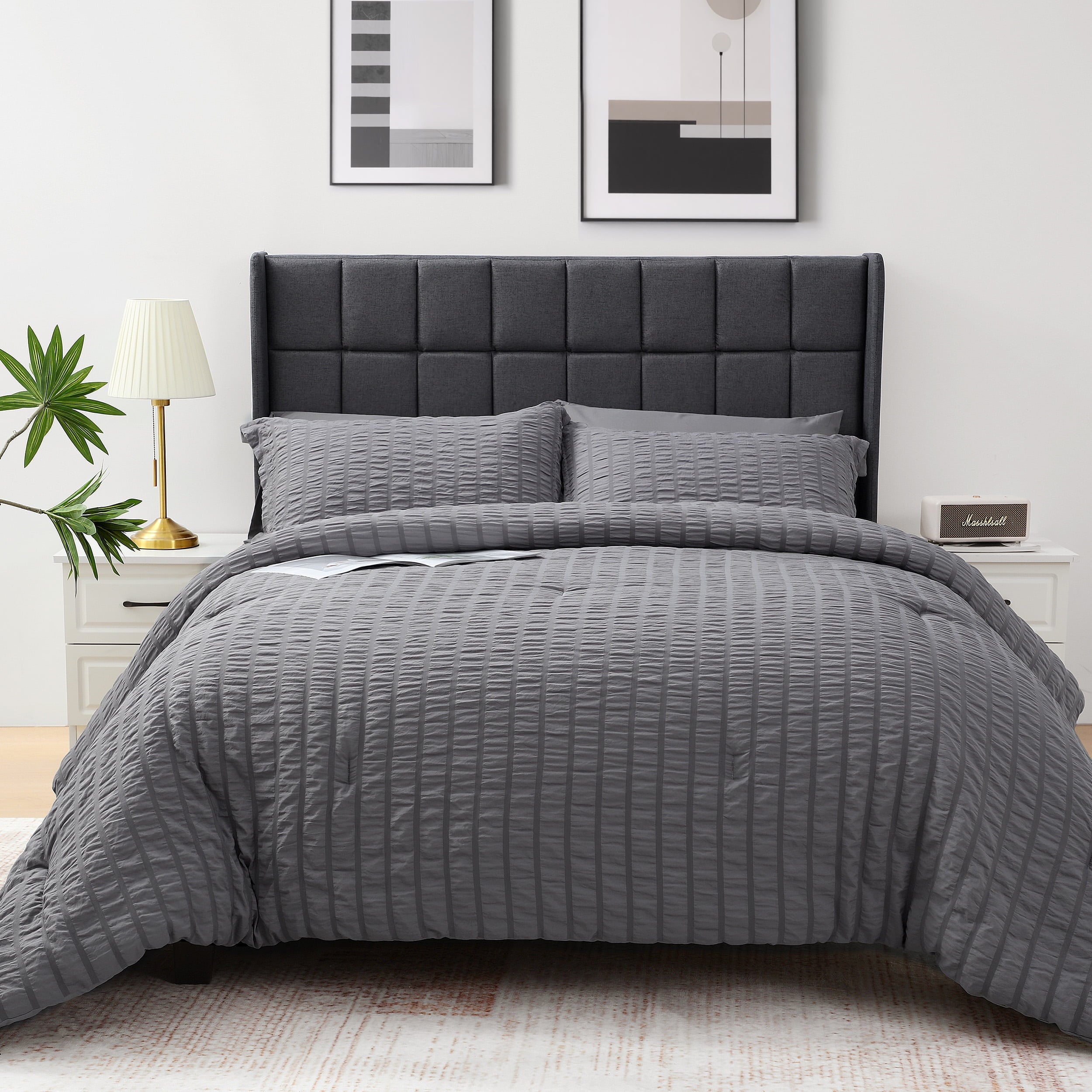All-Season 7 Piece Queen Comforter Set, Bed in a Bag with Sheets, Pillowcases & Shams, All Season Soft Bedding, Cozy and Lightwe... - Cloud-Like Soft Lightweight Bed Comforter Detail