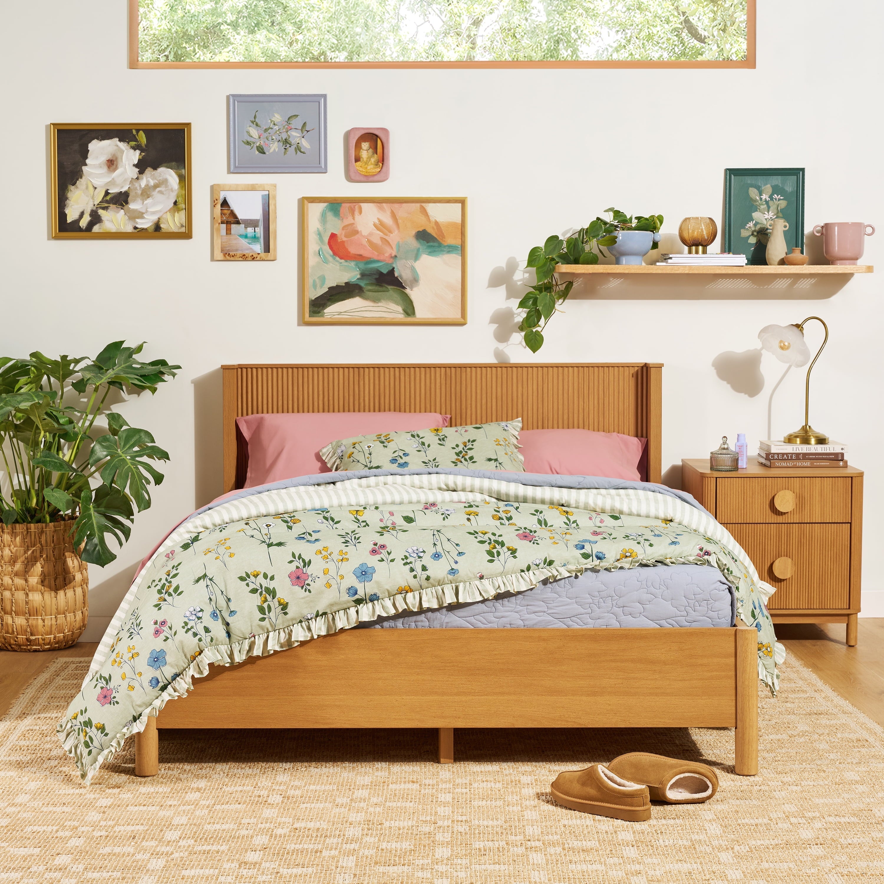 Heavyweight Warmth 100% Cotton Botanical 3-Piece Sage Green Comforter Set, Full/Queen - Cloud-Like Soft Lightweight Bed Comforter Detail
