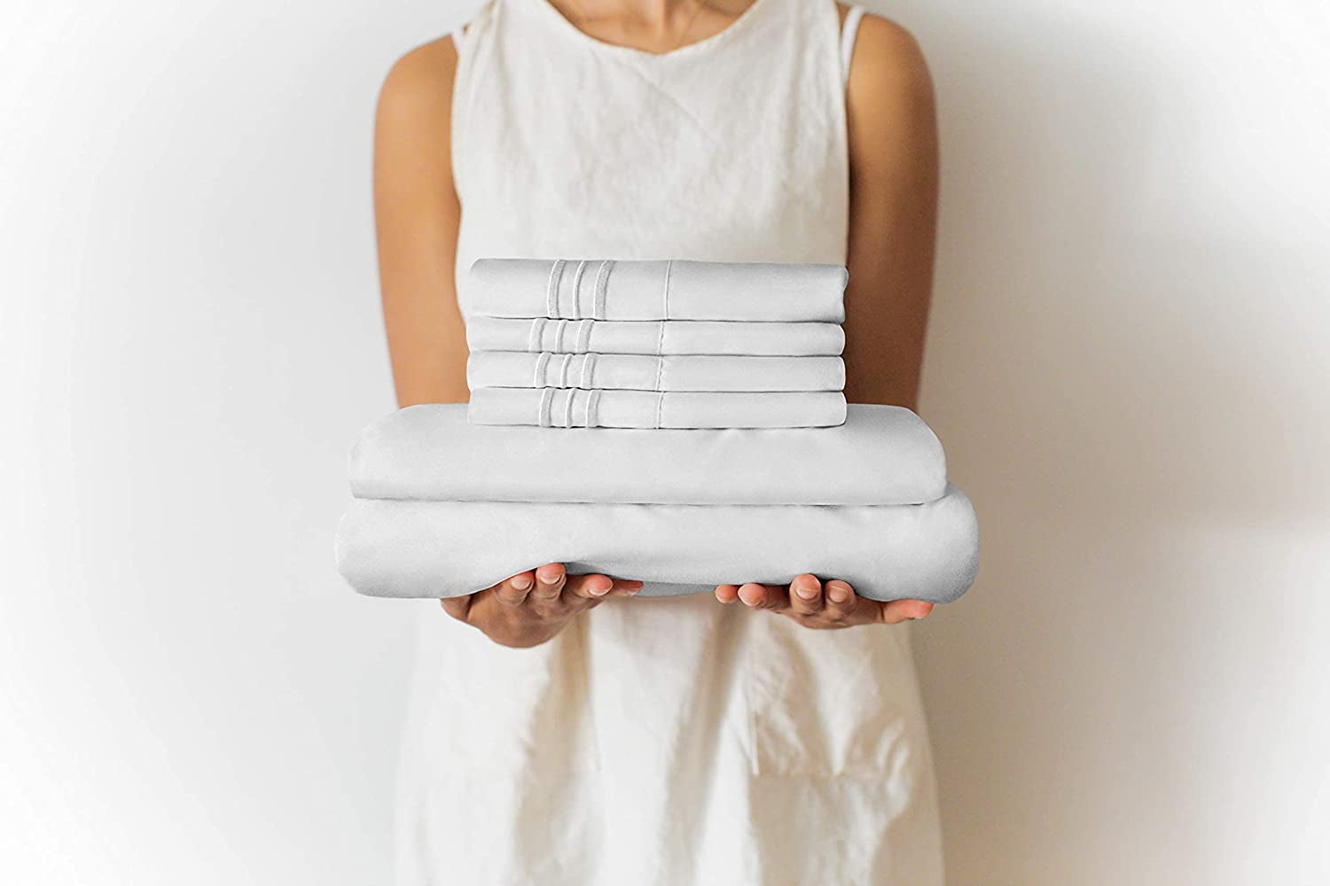 Ultra-Soft 6-Piece Breathable and Cooling Sheet Set With Extra Matching Pillowcases - King Size Bed Sheets Fits 8"-16... - Premium Ultra-Soft Pillowcase Pair for Sleeping Detail