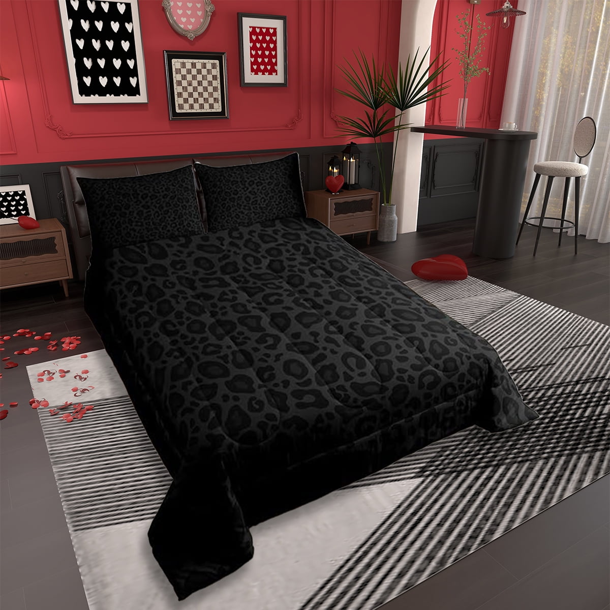 All-Season Leopard Print Comforter Set Full Size,Abstract Cheetah Texture Bedding Set,Women Room Decor,Rustic Farmhouse Retro Do... - Hypoallergenic Ultra-Fluffy Quilt for Winter Detail
