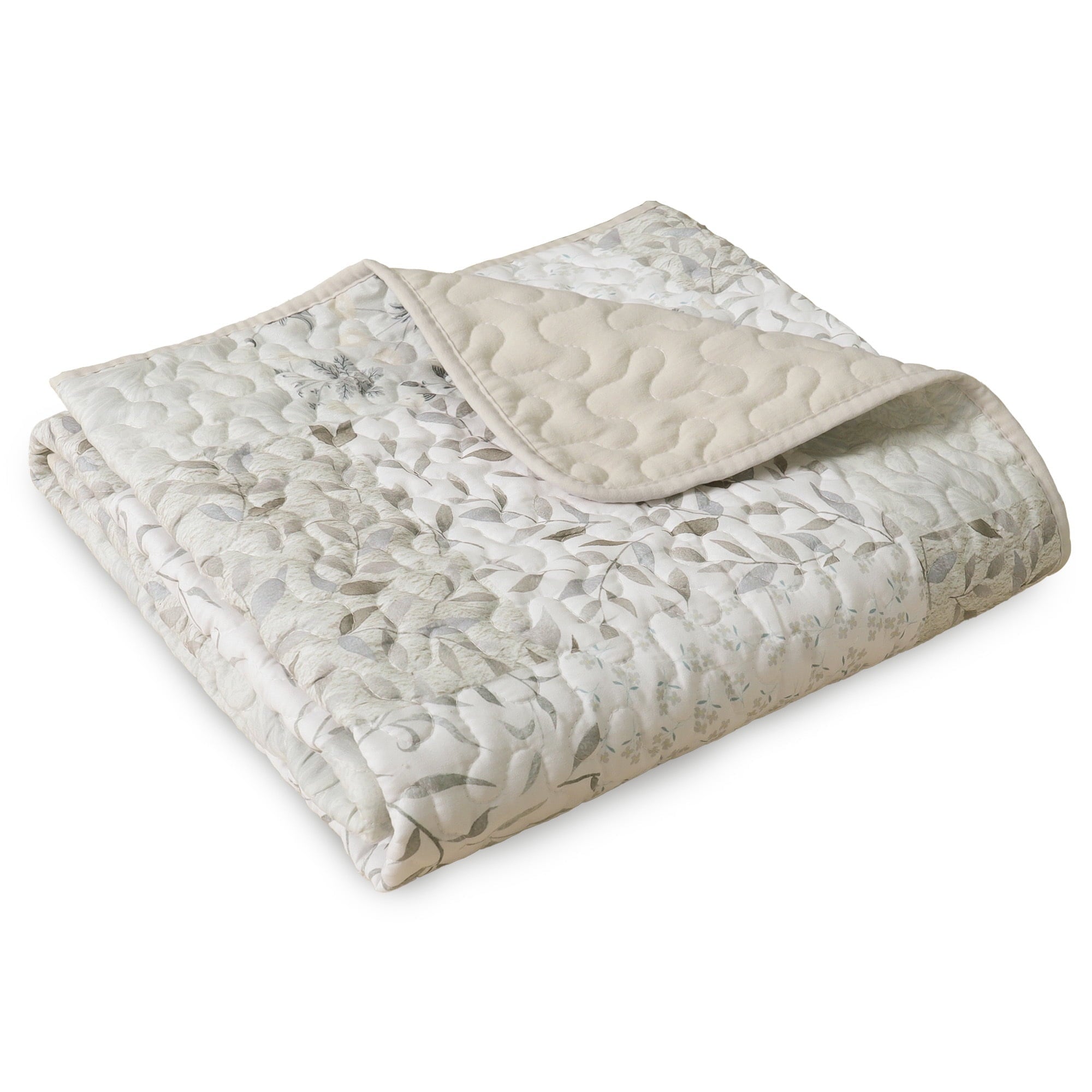 Reversible Sherpa Microfiber Boho Patchwork Pattern Quilted Throw Blanket for Bed/Couch/Sofa, Soft and Lightweight (50"x 60", Grey) - Cozy Fleece Throw Blanket for Couch & Bed Detail