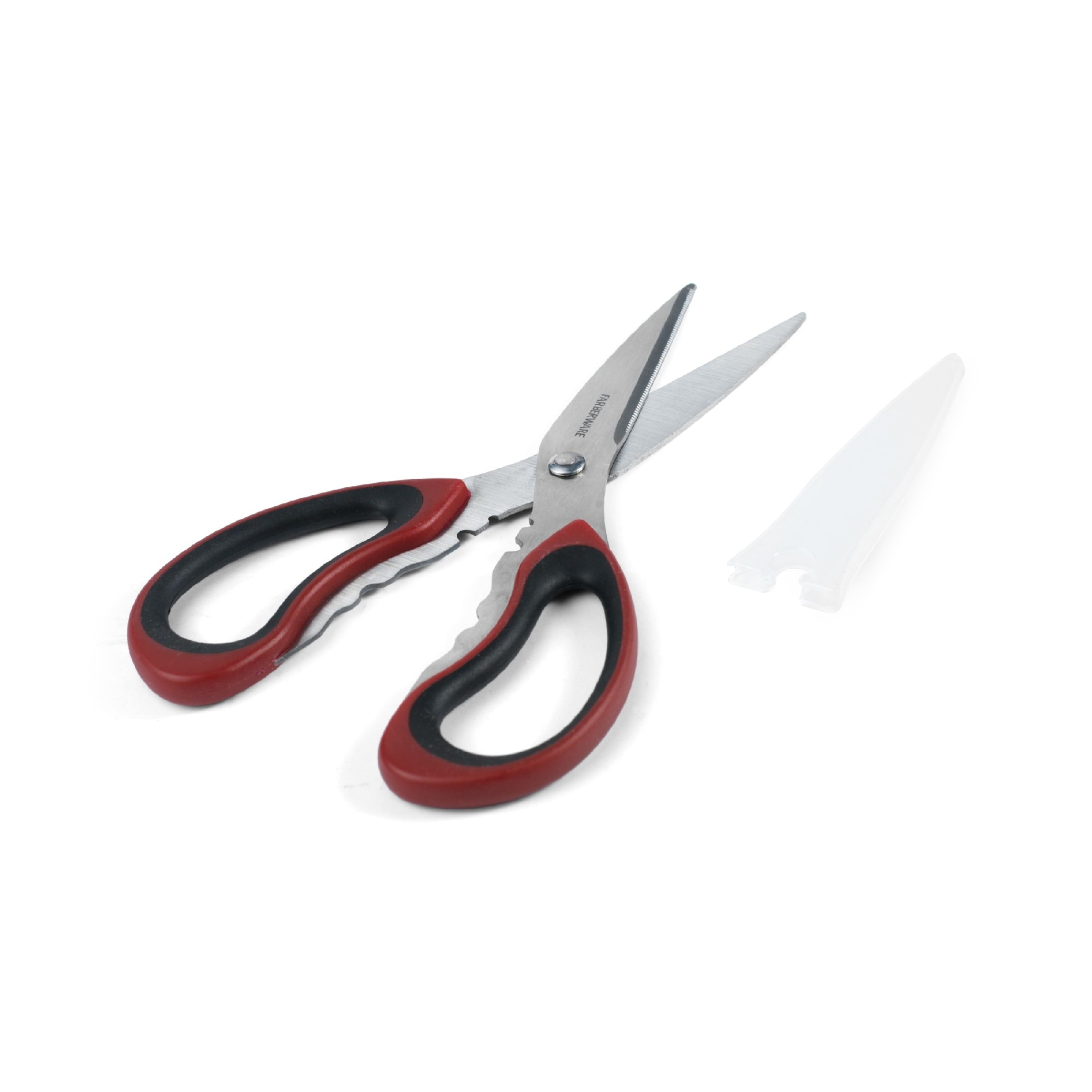 Innovative Stainless Steel Kitchen and Herb Shears with Red and Black Handle - Premium Stainless Steel Garlic Presser & Peeler Detail