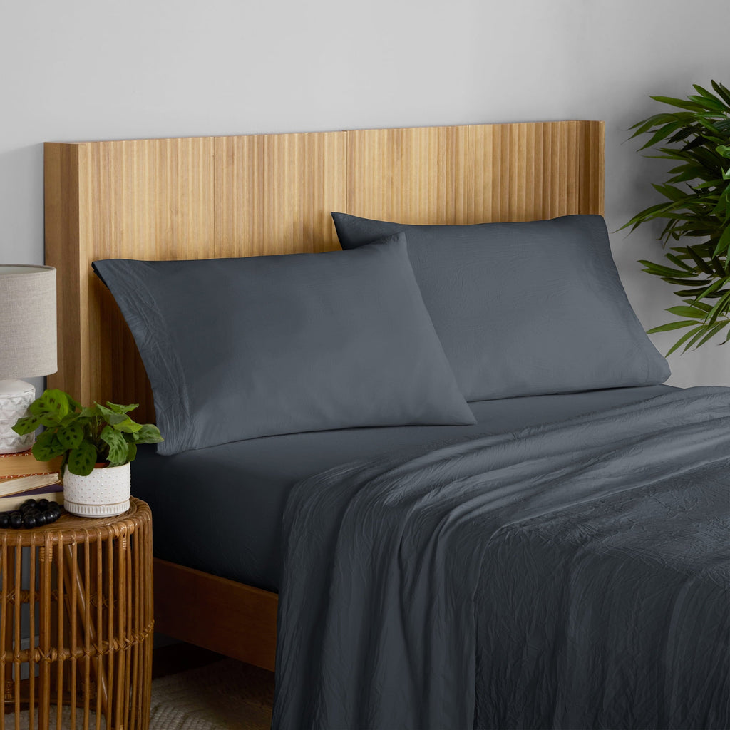 Premium Egyptian Cotton Microfiber Bed Sheet Set, Grey Stone, Full, 4 Pieces - Luxury Bed Sheet Set with Deep Pockets Detail
