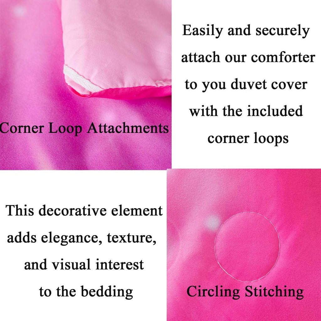 All-Season 4Pcs Rainbow Twin Size Comforter Set for Girls, Pink Purple Gradient Glitter Kids Bedding Sets, Soft Galaxy Girls Bed... - Cloud-Like Soft Lightweight Bed Comforter Detail
