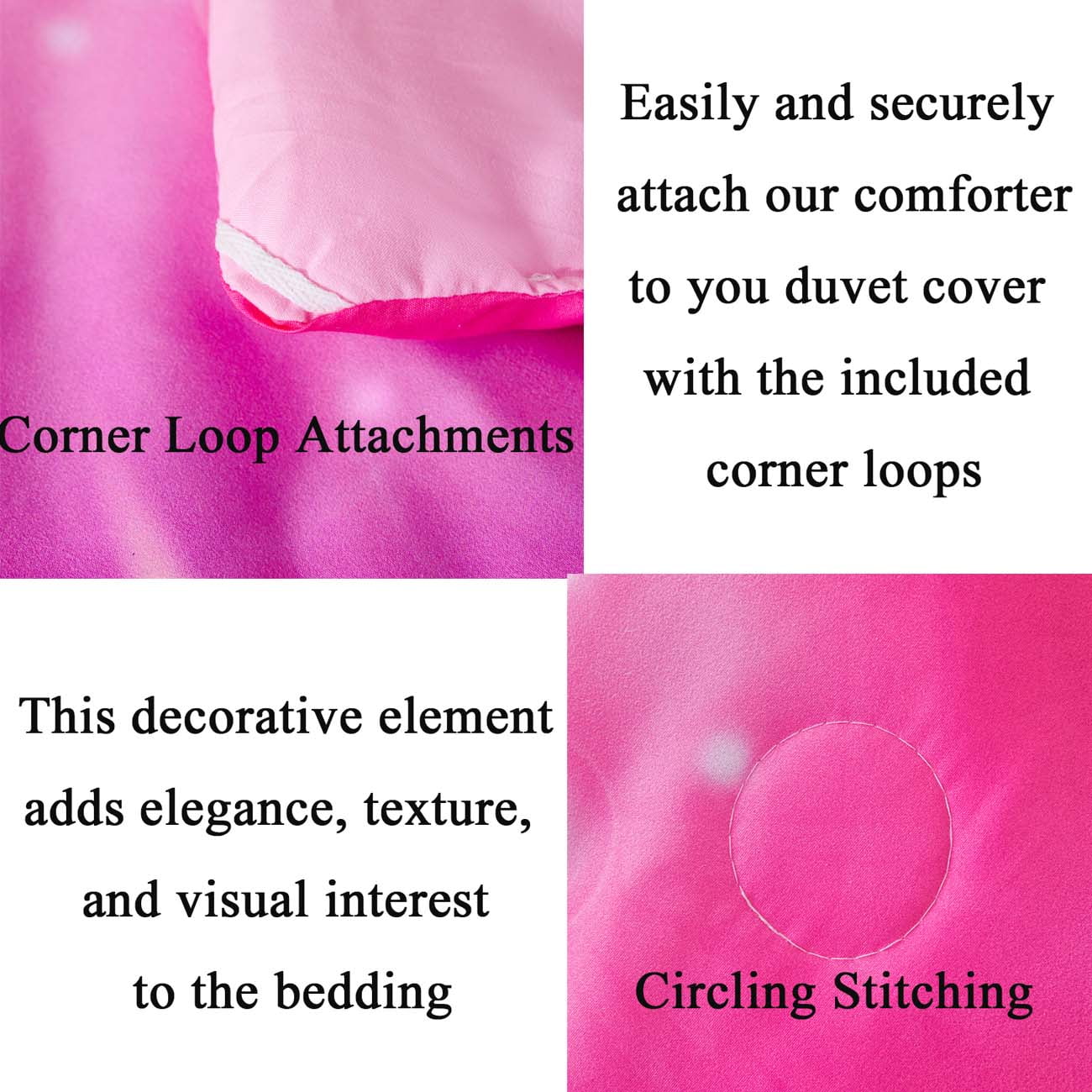 All-Season 4Pcs Rainbow Twin Size Comforter Set for Girls, Pink Purple Gradient Glitter Kids Bedding Sets, Soft Galaxy Girls Bed... - Cloud-Like Soft Lightweight Bed Comforter Detail