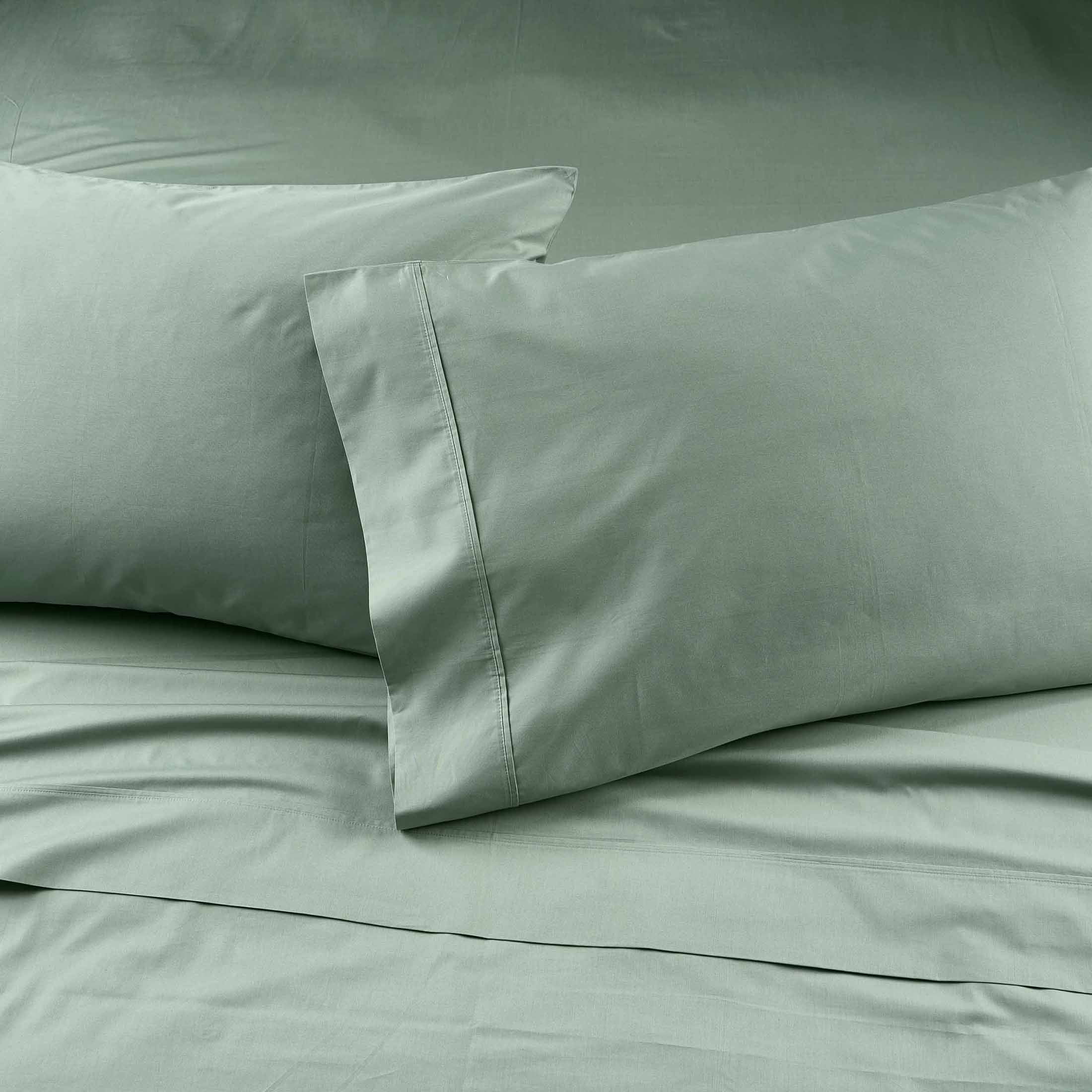 Premium Egyptian Cotton Cool & Crisp 4-Piece 300 Thread Count Green River Cotton Percale Sheet Set, Queen - Cooling Hotel Quality Bedding Sheets and Pillowcases Detail